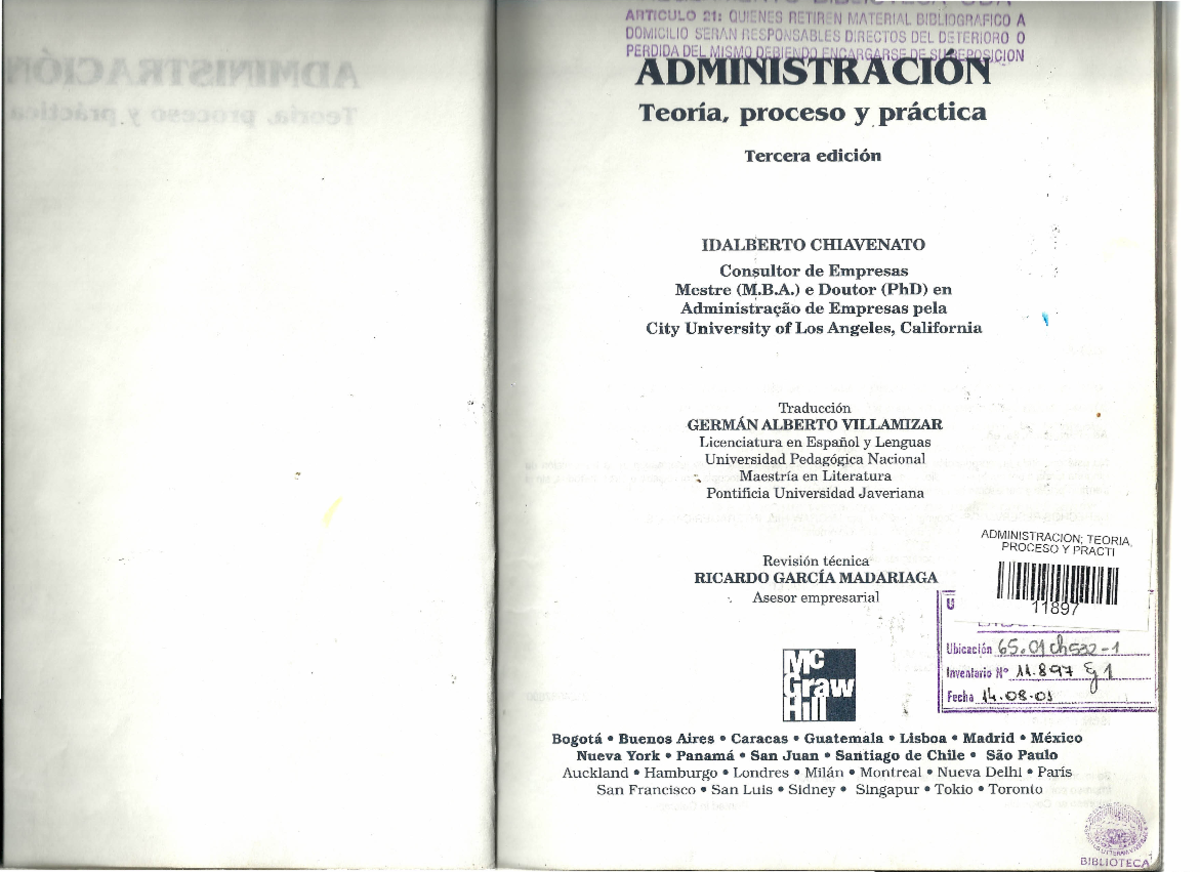 Chiavenato Evolución pensamiento adm - Teoría, proceso y práctica