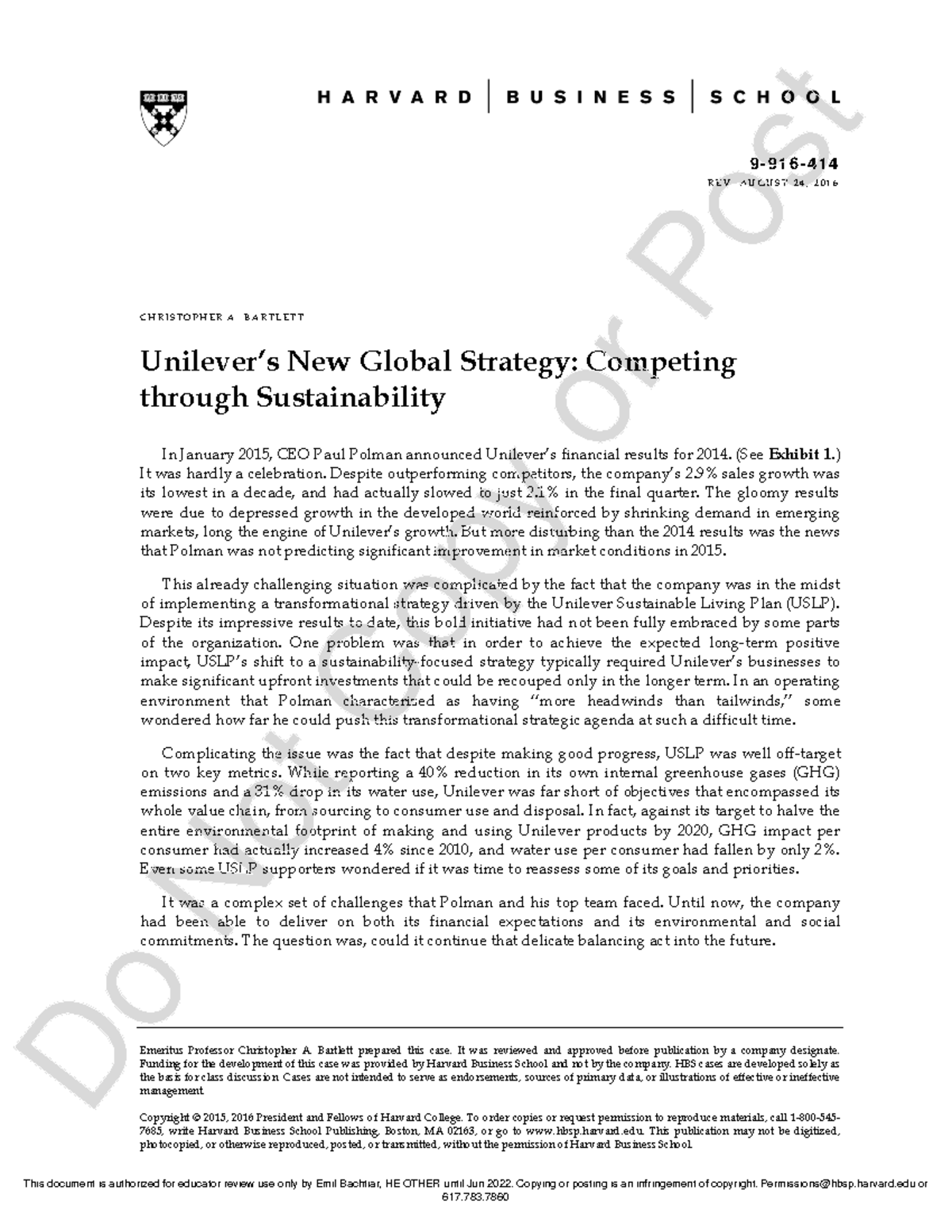 Unilever's New Global Strategy- Competing Through Sustainability - 9 ...