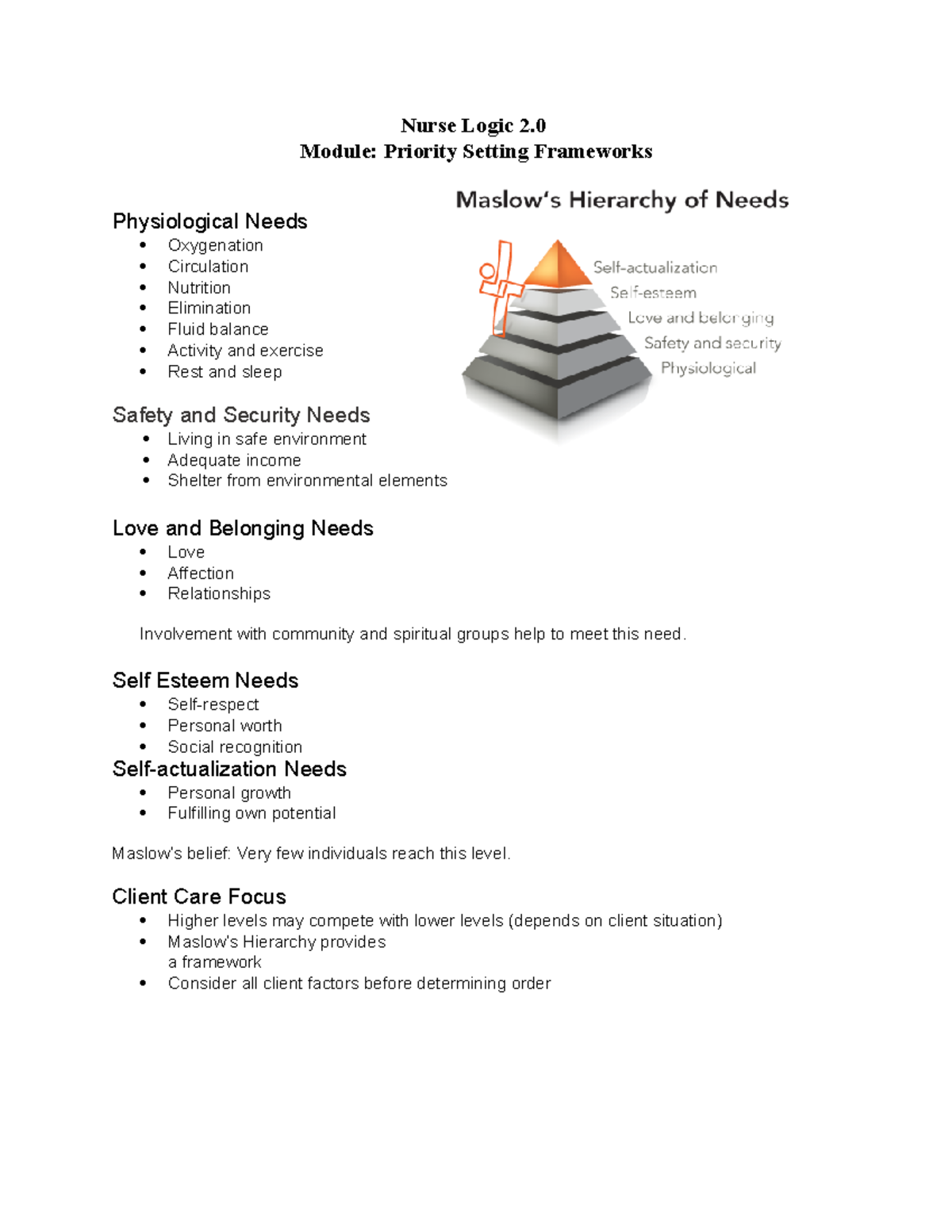 Nurse Logic Priority Setting Frameworks Nurse Logic 2. Module