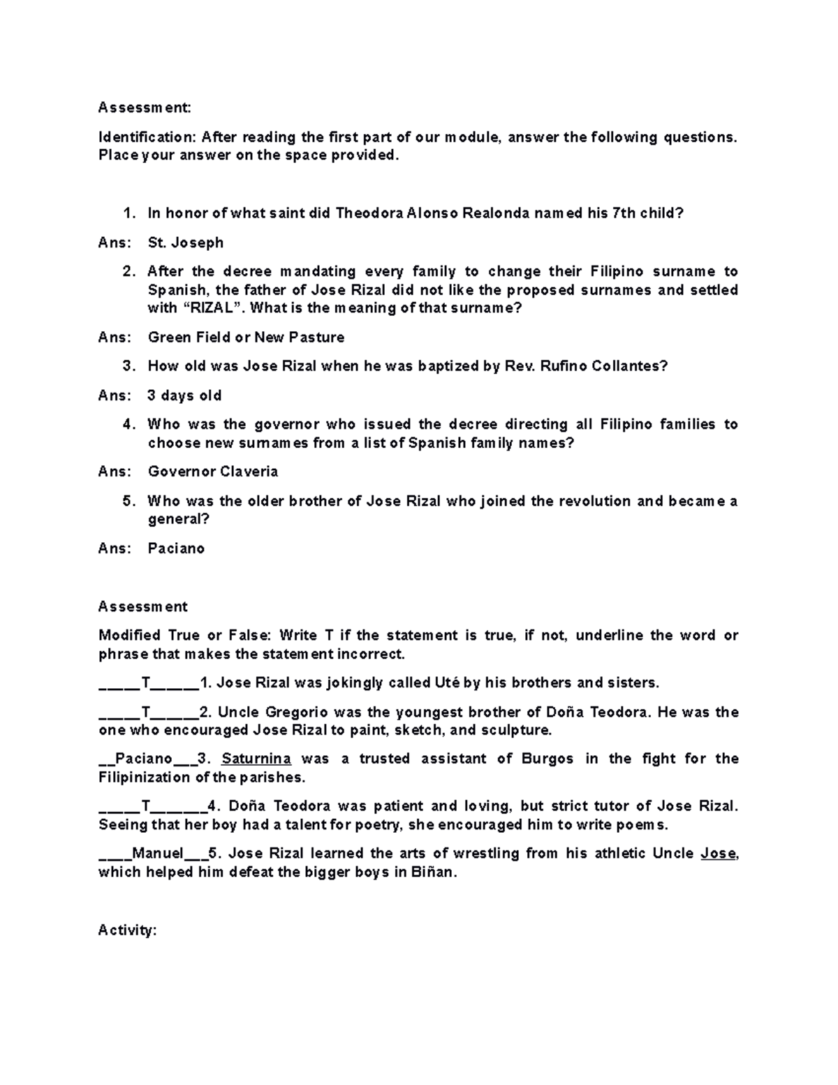 The Life and Works of Jose Rizal Unit 3 image