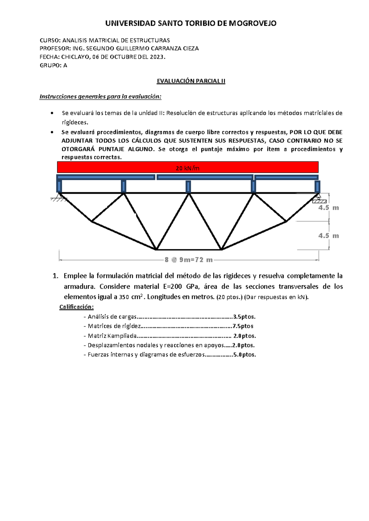 Evaluacion Parcial 2 Matrical GA 2023 2 - UNIVERSIDAD SANTO TORIBIO DE ...