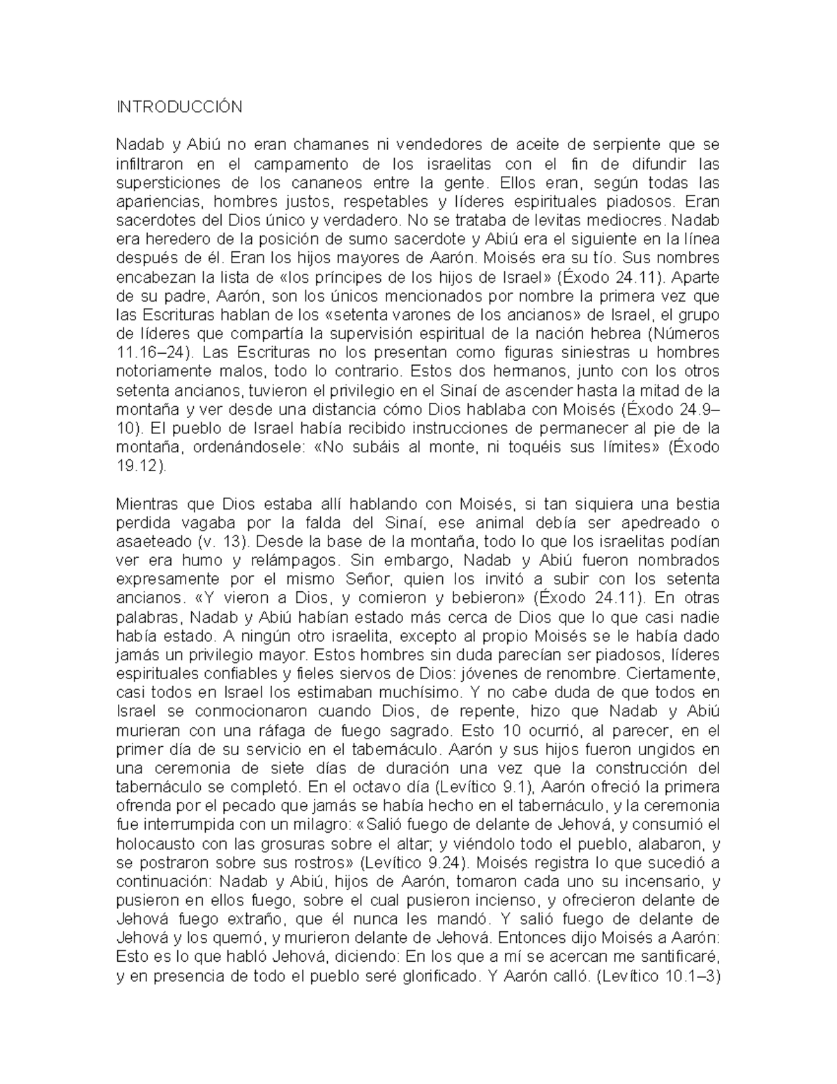 Falso Fuego un falso Espíritu Santo INTRODUCCIÓN Nadab y Abiú no