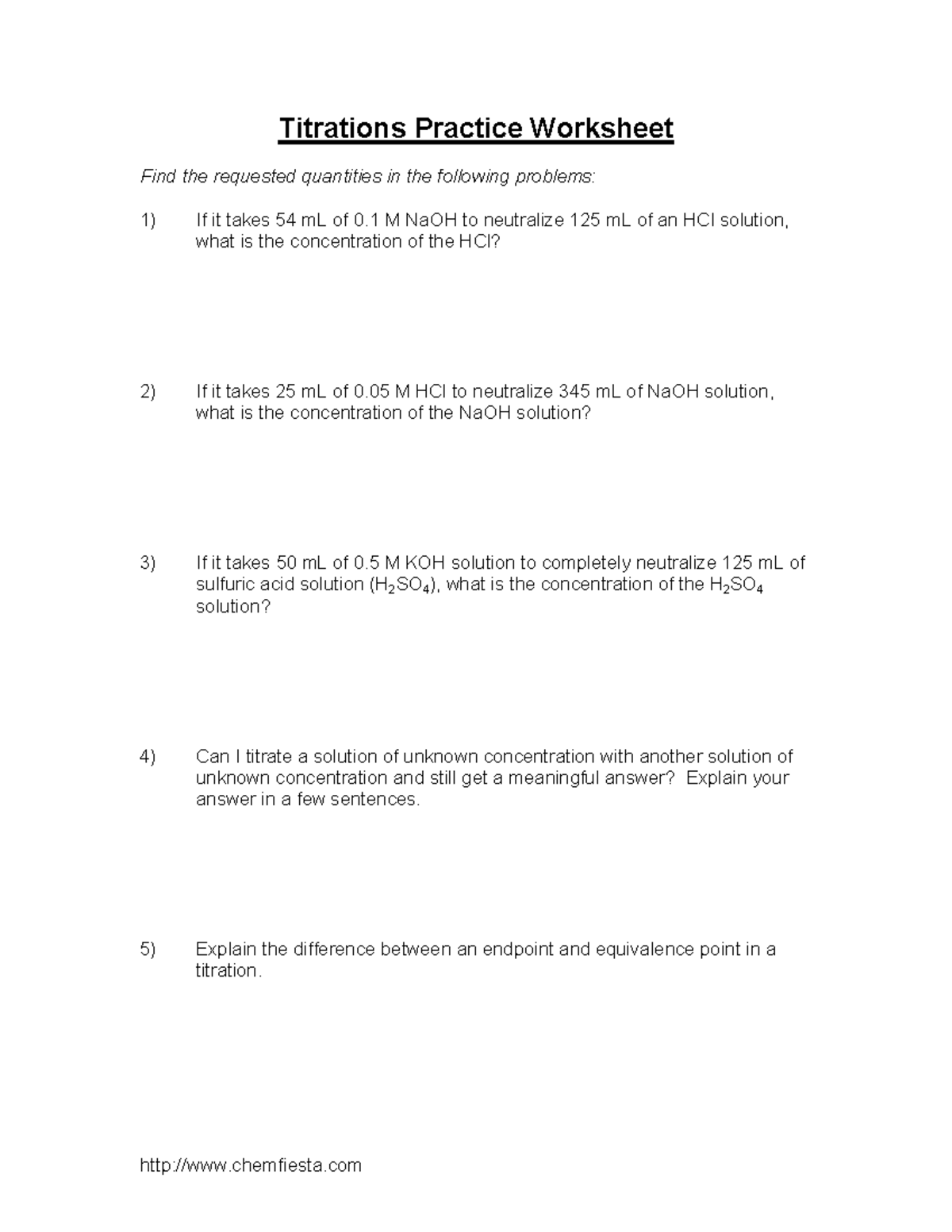 Acid Base Titration Worksheet-calculations including molar concentration  and neutralization point - Studocu