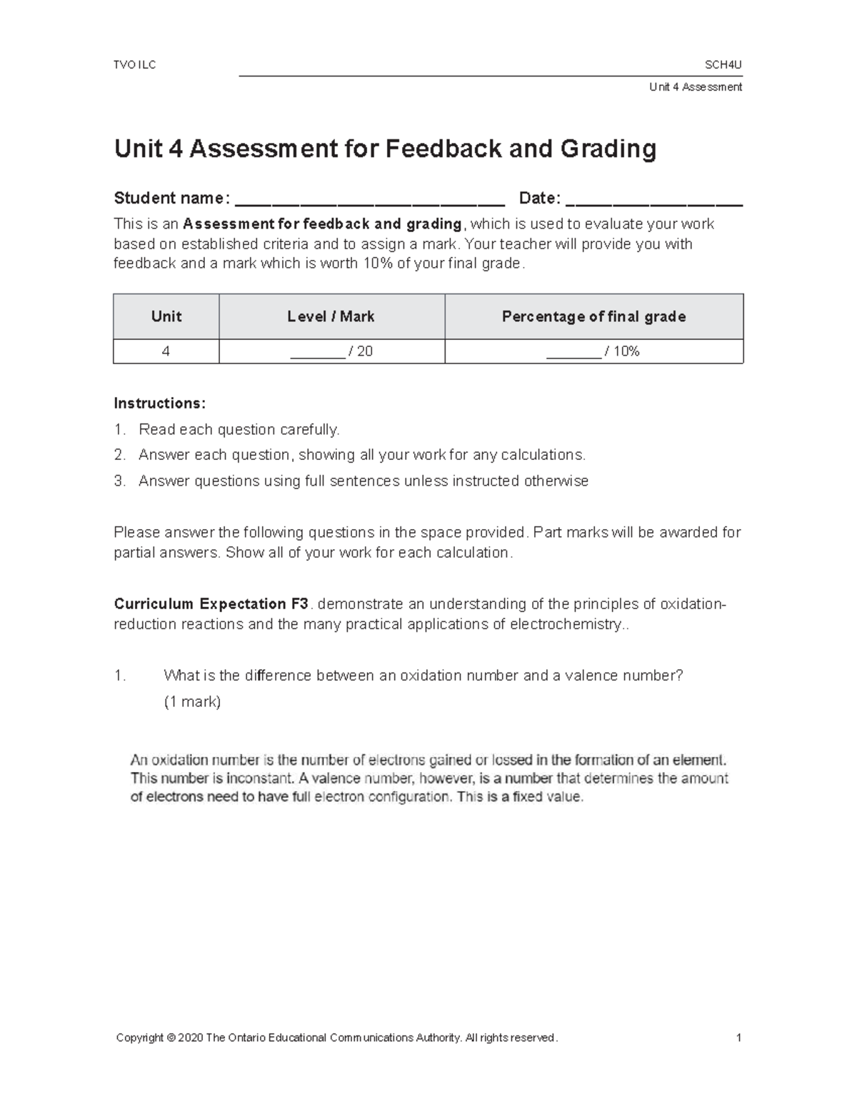 Sch4u 04.06.01 final - work - Unit 4 Assessment Unit 4 Assessment for ...