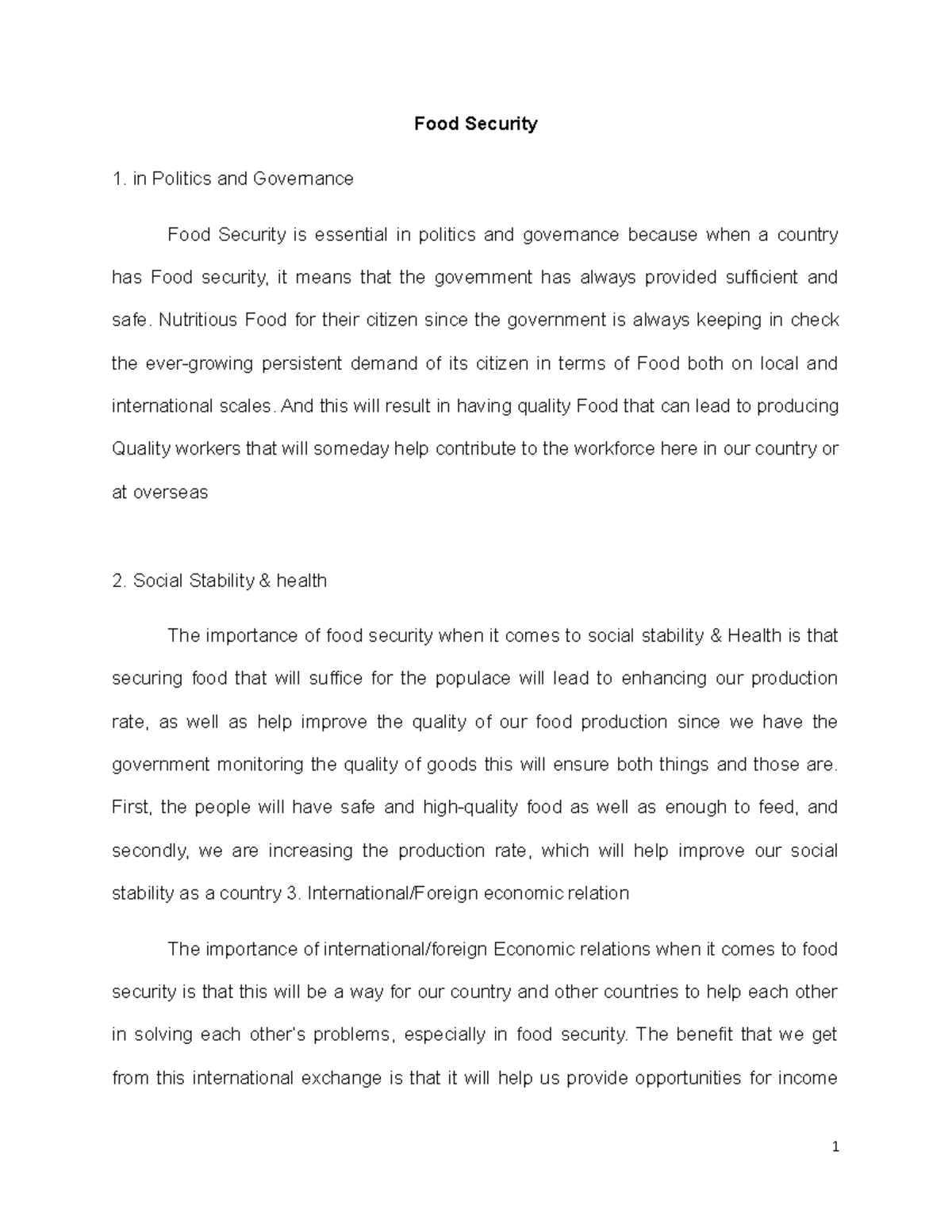 Assesment 2 mod 3 - essays - Food Security in Politics and Governance ...