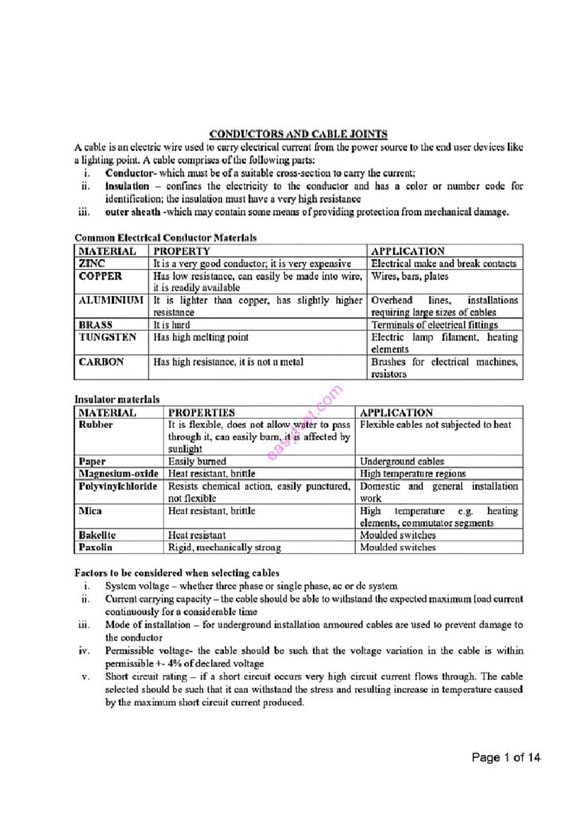 Cables and Conductors - am a lecturer - Bachelor of science in ...