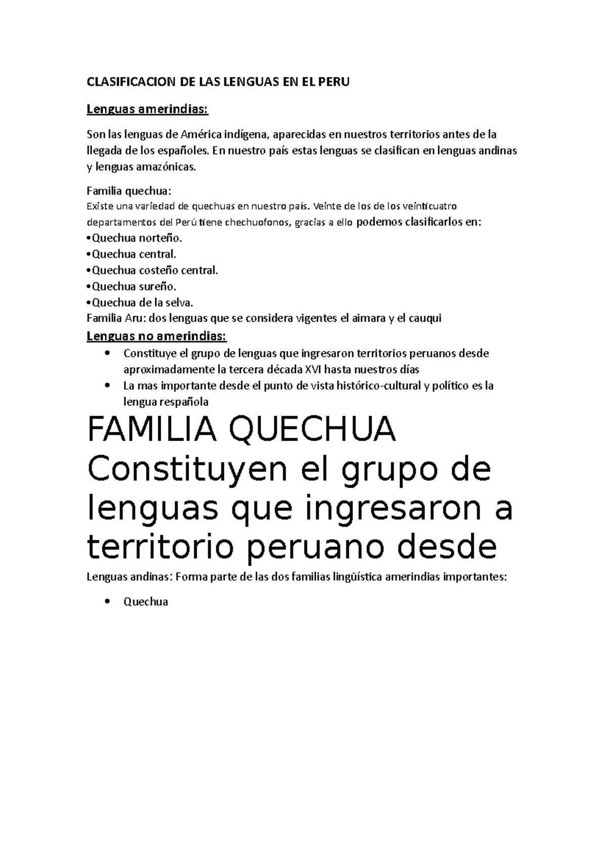 El multilinguistico en el peru - CLASIFICACION DE LAS LENGUAS EN EL ...