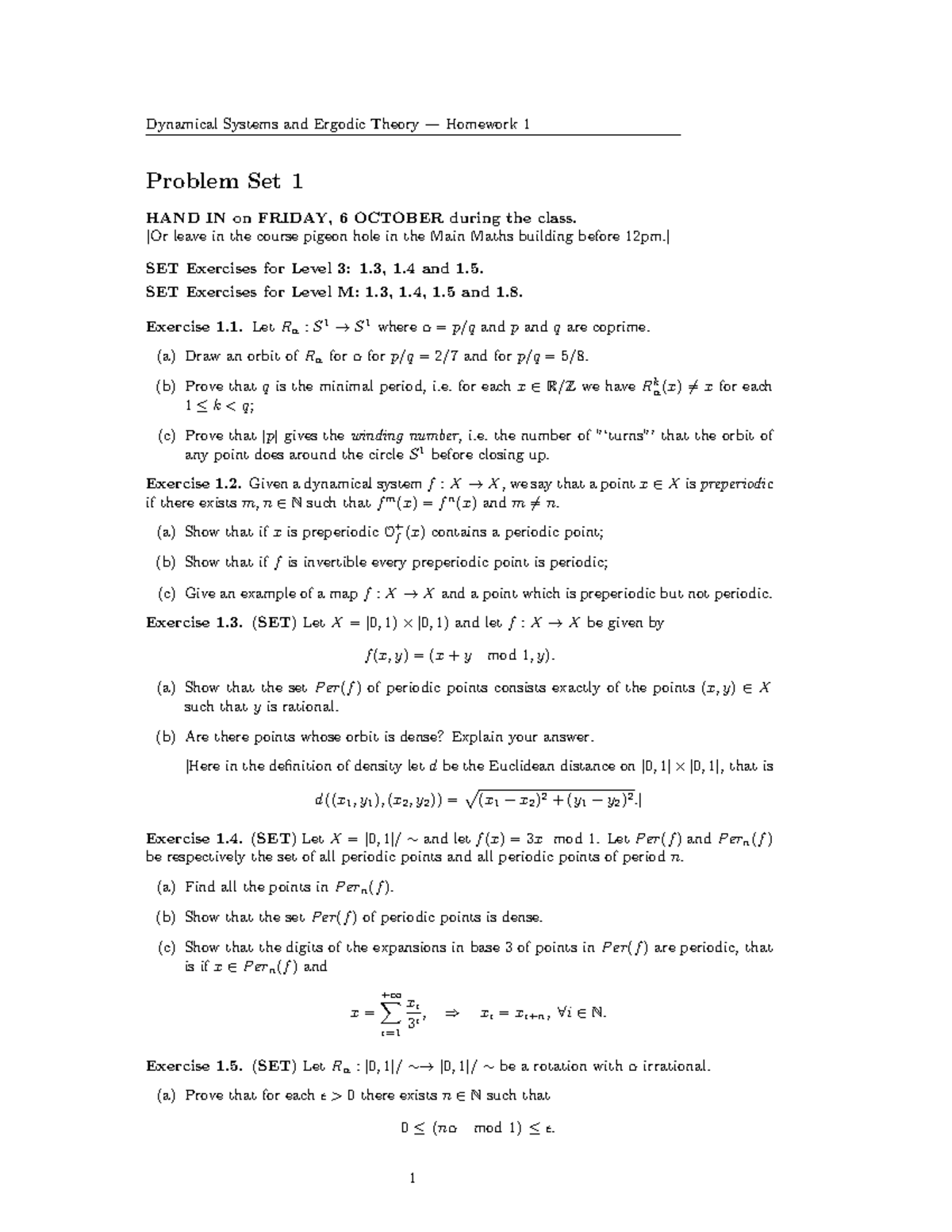 Math366 17 18 Problem Sheet 1 Studocu