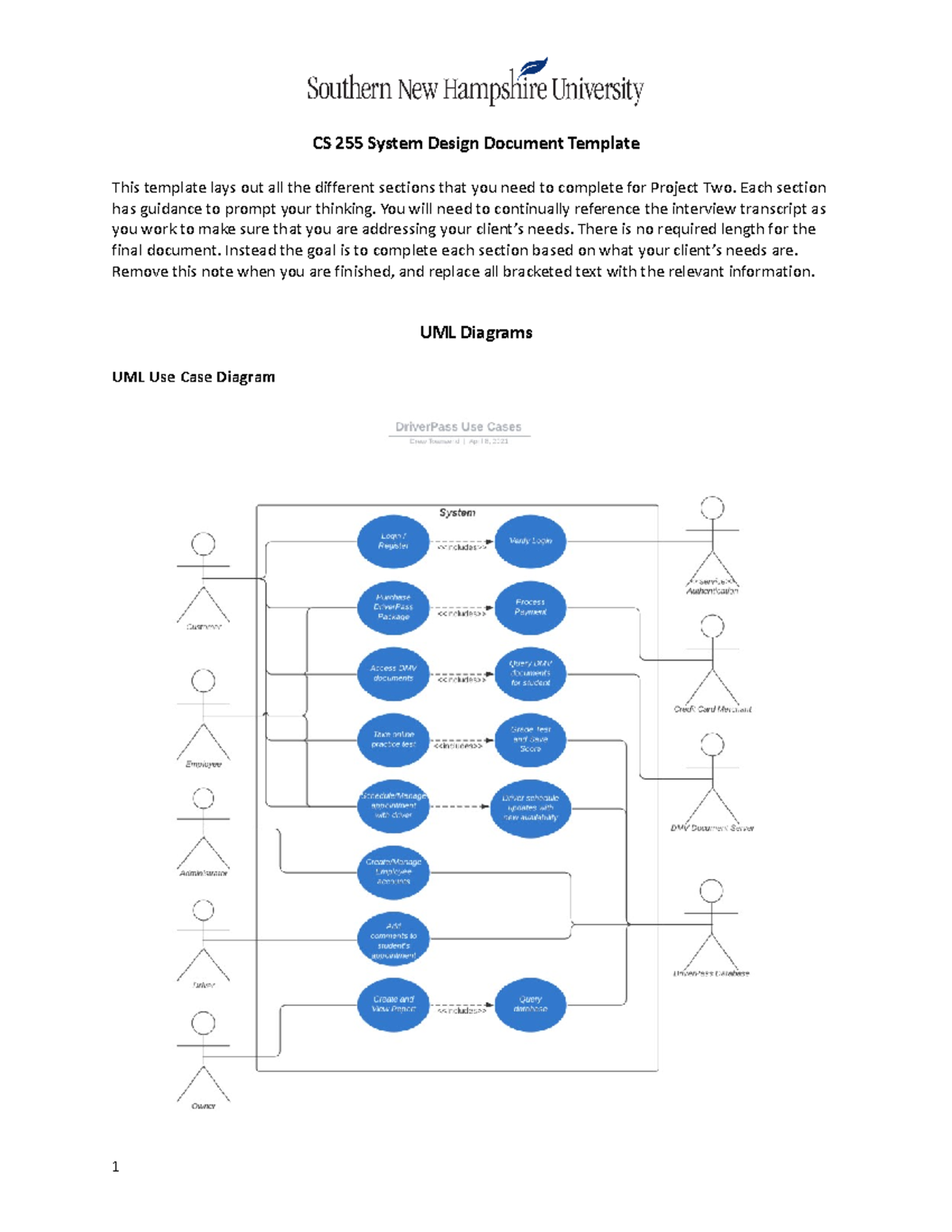 CS 255 System Design Document - Each section has guidance to prompt ...