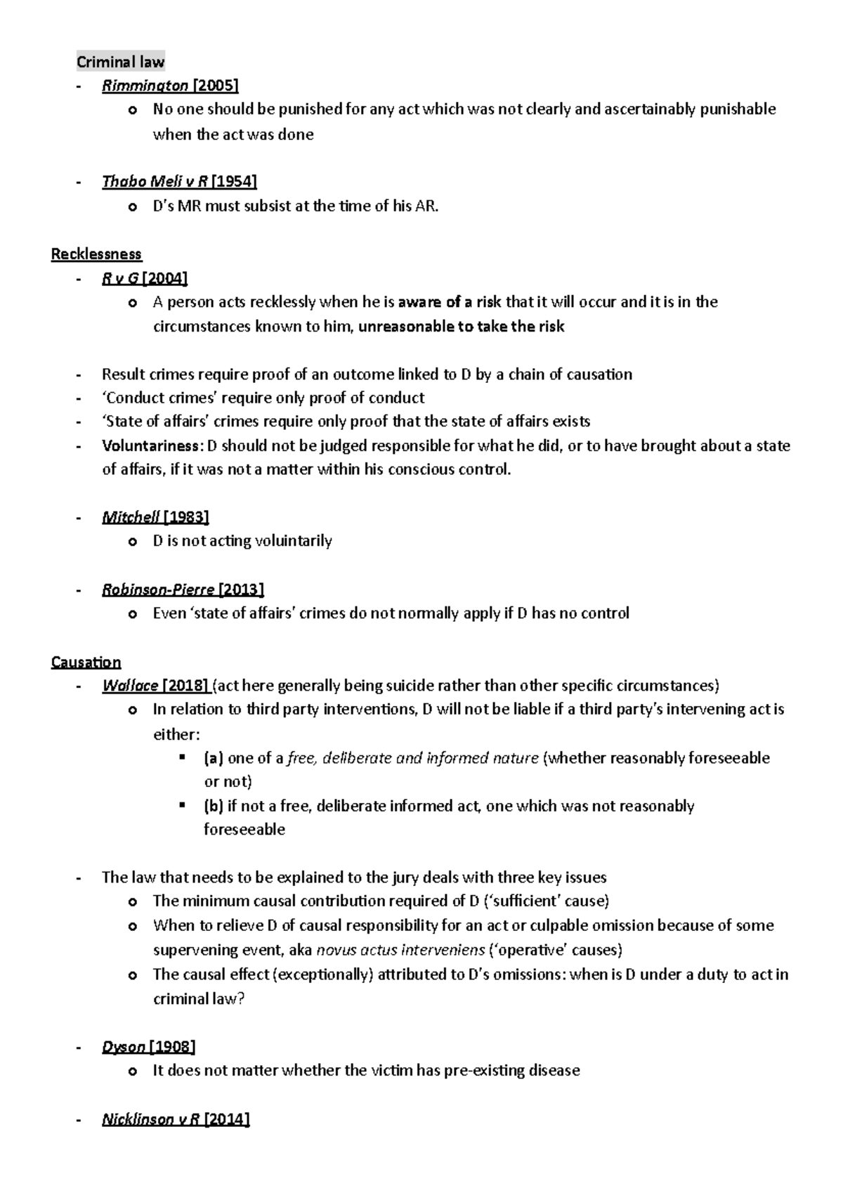 Principle and non-fatal offences against the person - Criminal law ...