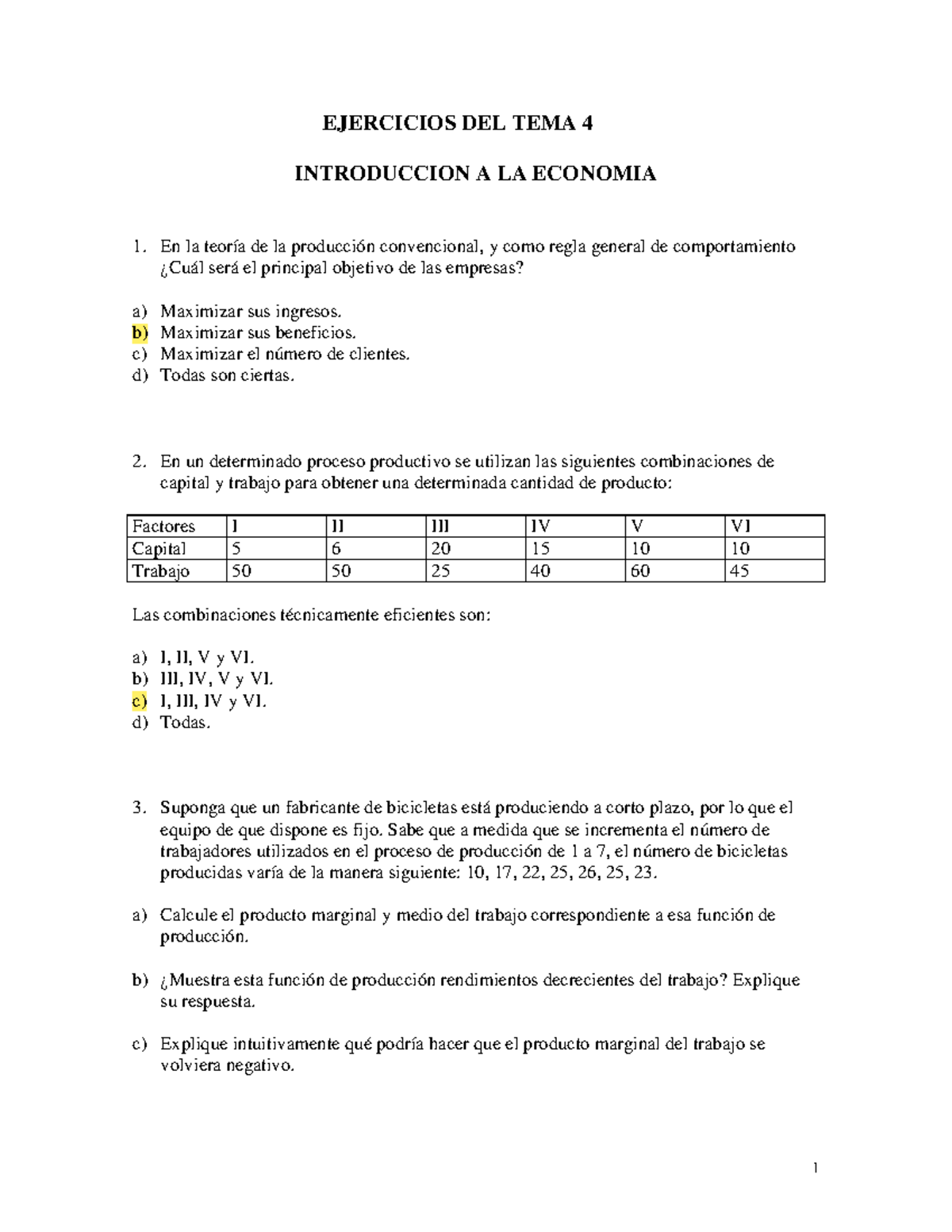 Practicas Tema 4 - Economia - 1 EJERCICIOS DEL TEMA 4 INTRODUCCION A LA ...