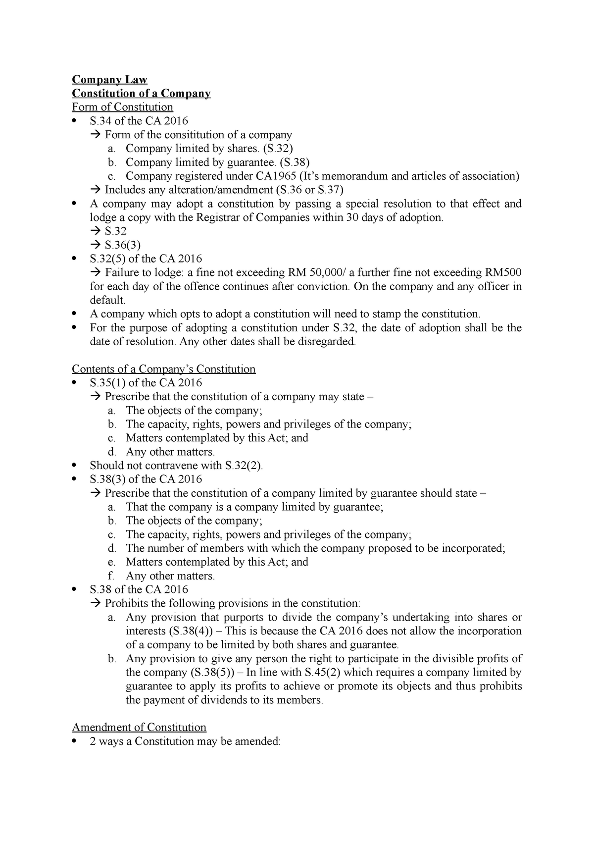 Constitution Of A Company 2 Company Law Constitution Of A Company Form Of Constitution S Of 8793