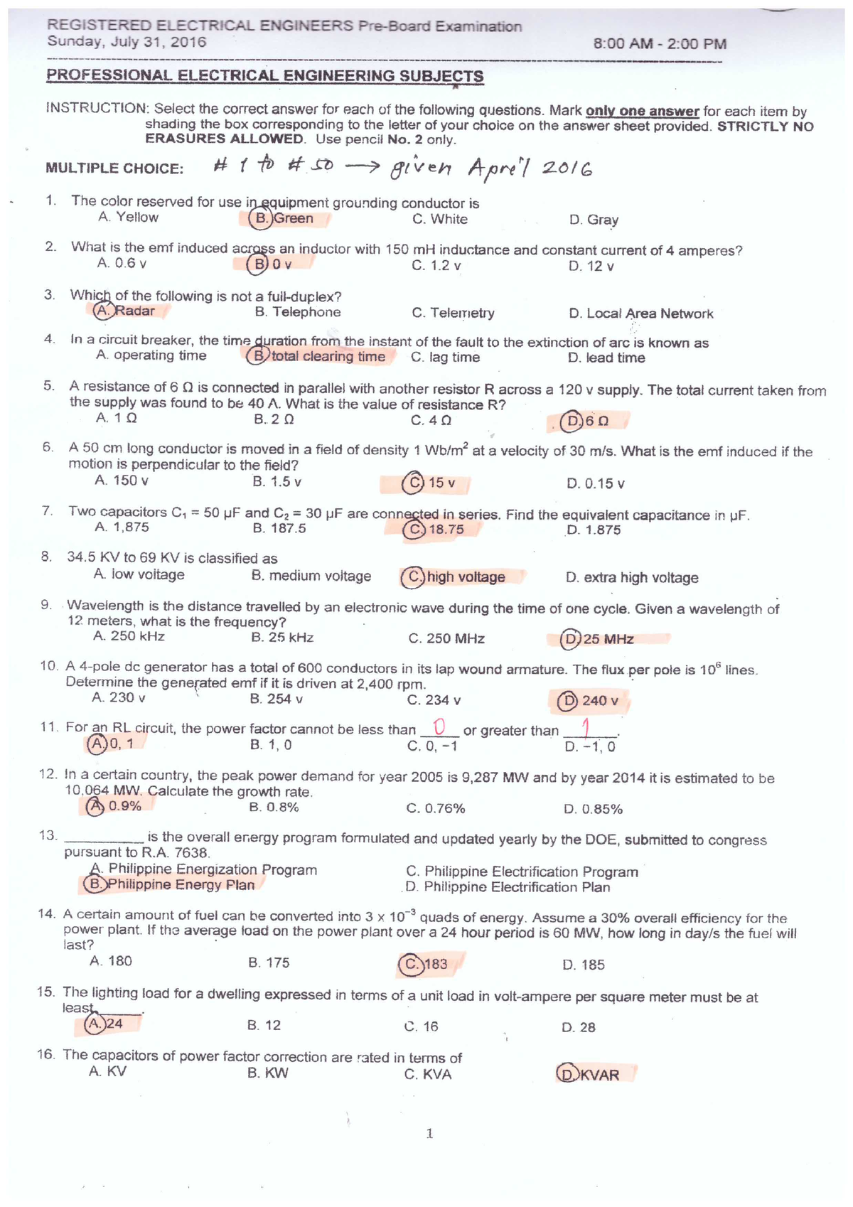 EE-JULY-2016 - practice problems - Electrical Engineering - Studocu