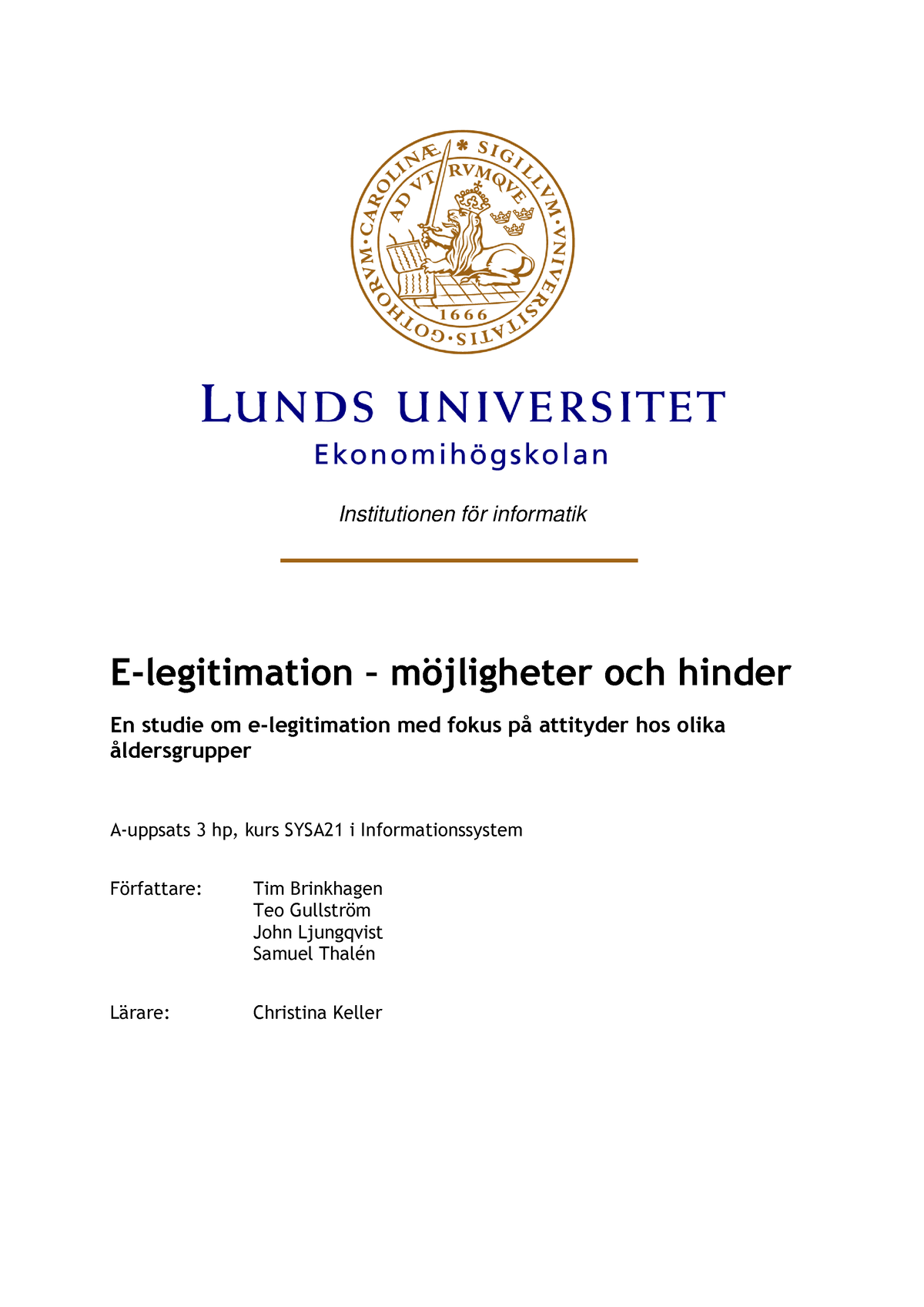 A-uppsats - E-Legitimation - Institutionen För Informatik E ...