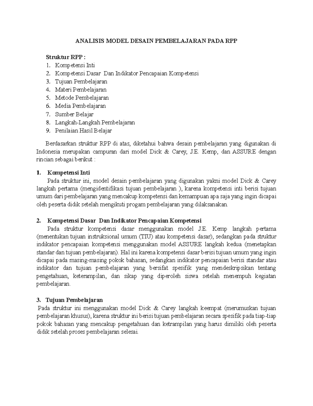 Analisis Model Desain Pembelajaran PADA RPP - ANALISIS MODEL DESAIN ...
