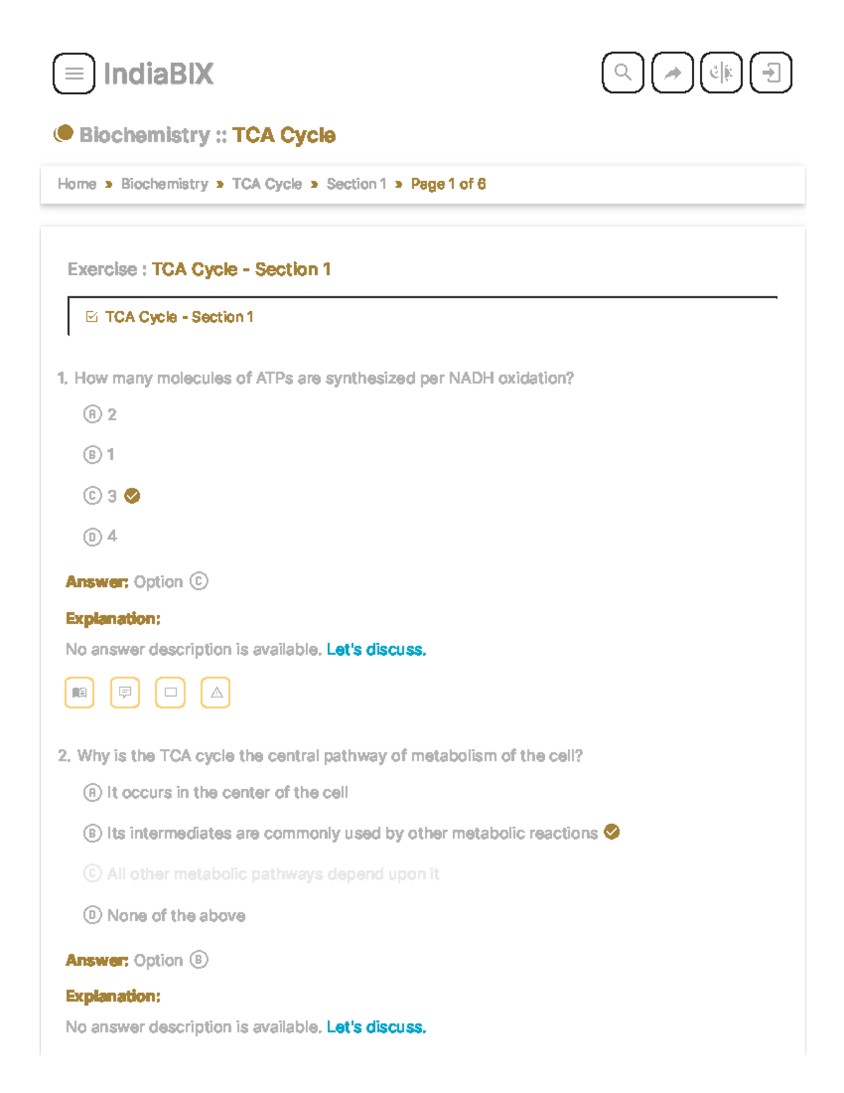 TCA Cycle Biochemistry Questions and Answers 󰍜 IndiaBIXIndiaBIX 󰘻 Biochemistr y TCA Cycle