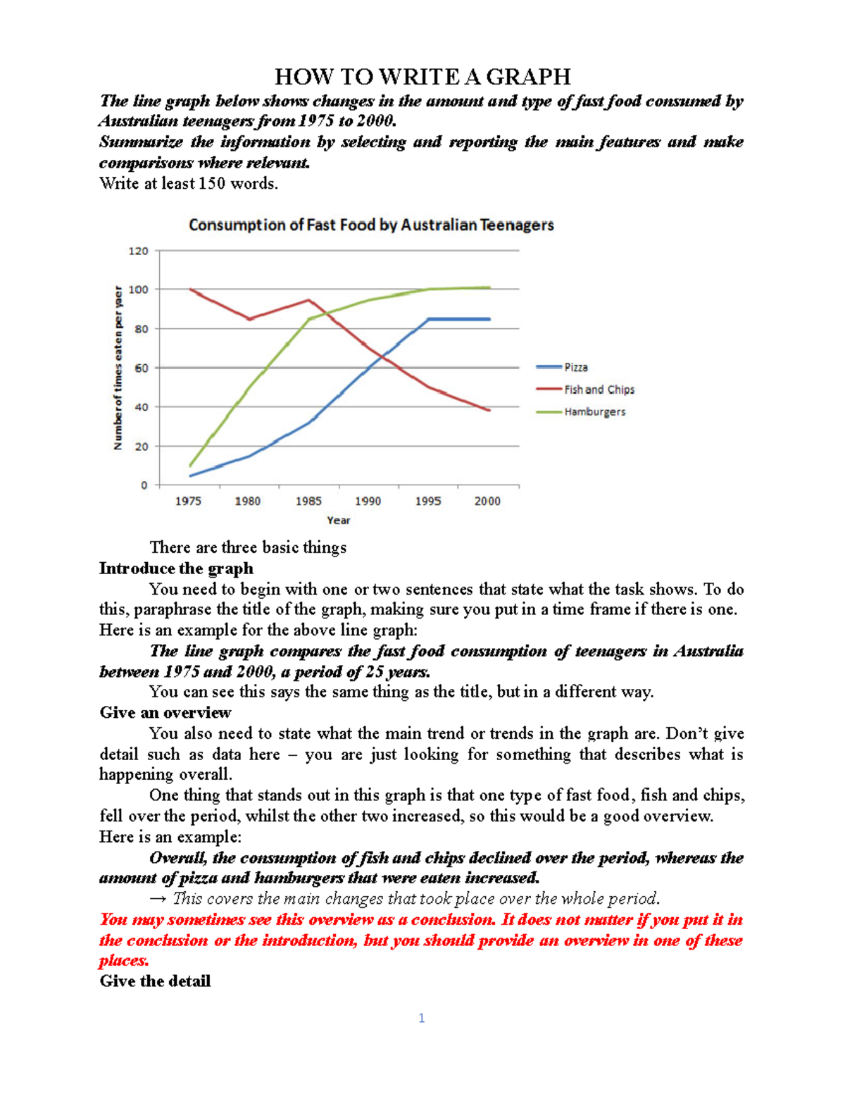 Handout HOW TO Write A Graph - HOW TO WRITE A GRAPH The line graph ...