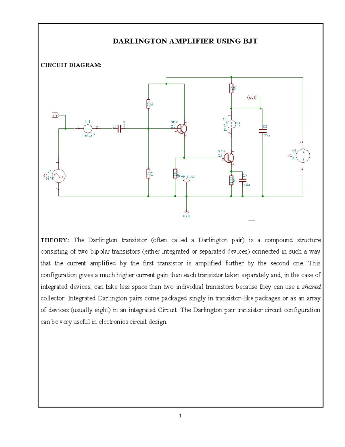 Darlingtonpair Amp Conexión De Darlington 1 Darlington Amplifier Using Bjt Circuit Diagram Darlingtonpair Amp Conexión De Darlington 1 Darlington Amplifier Using Bjt Circuit Diagram