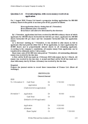 ACC-ACF2100 Topic 8 Tutorial Solutions - ACC/ACF2100 Financial ...