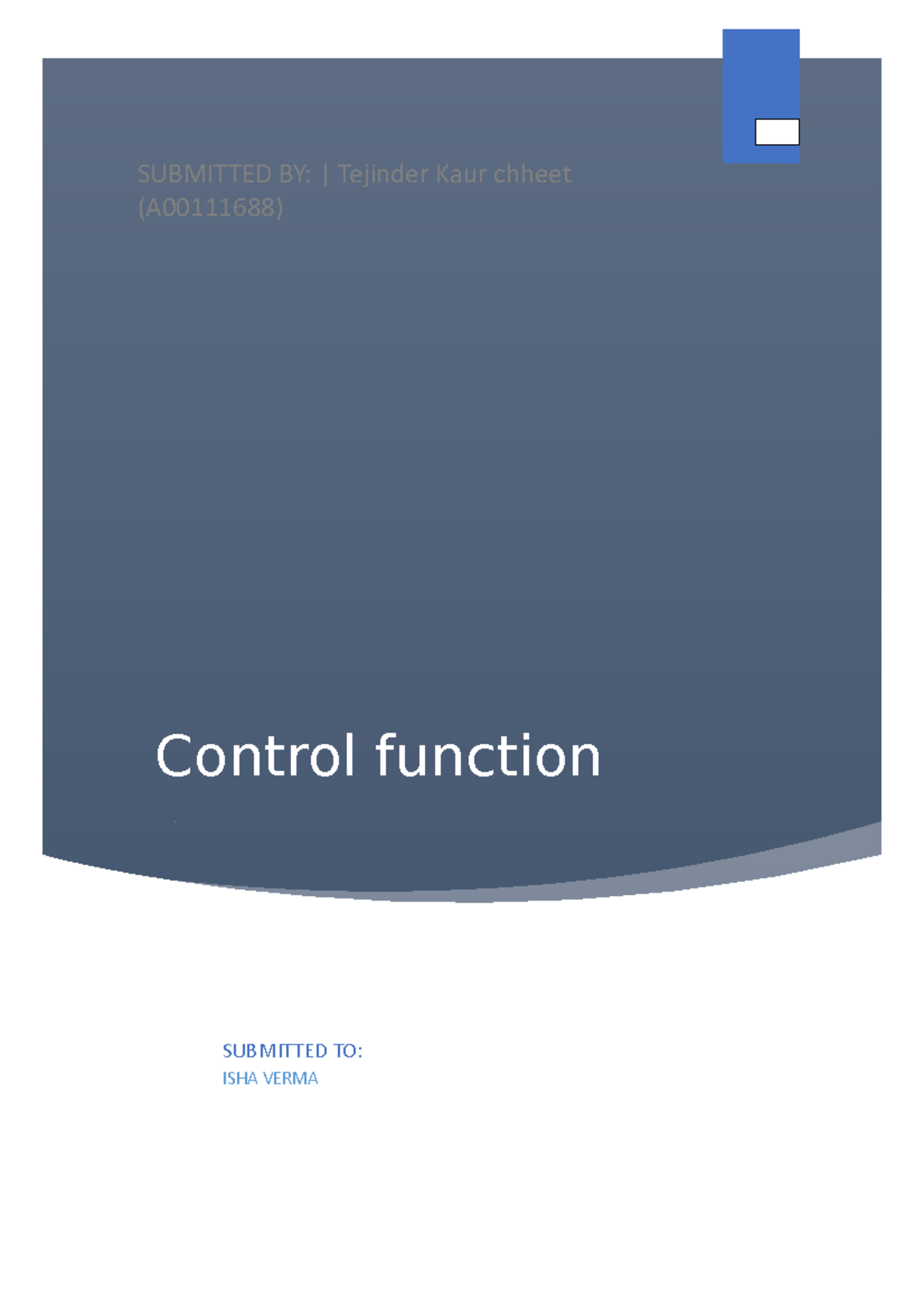 case study on controlling function