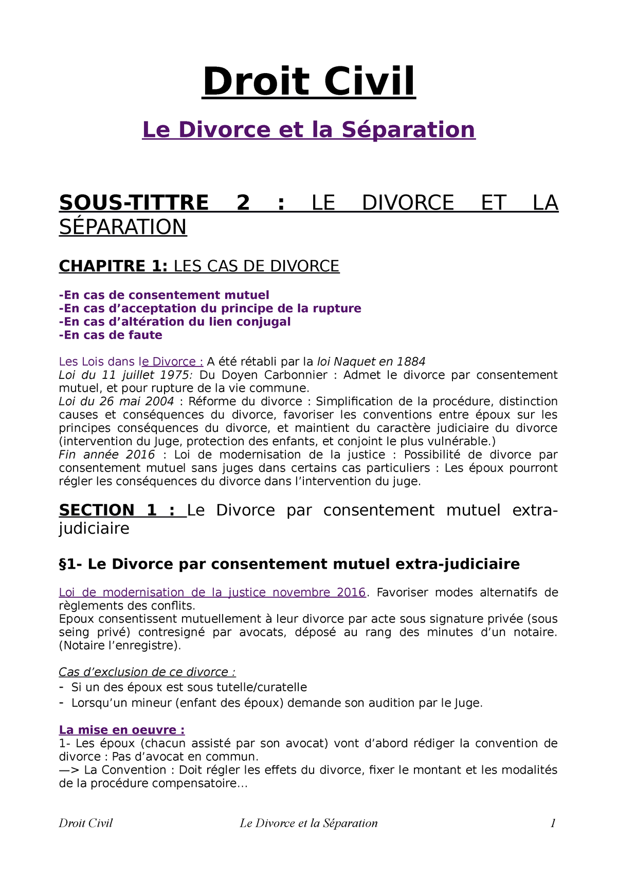 divorce dissertation juridique