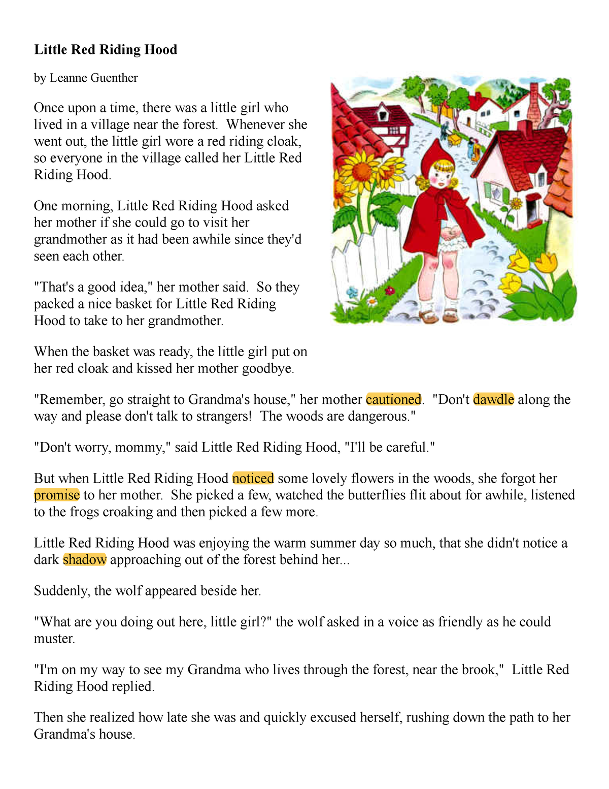 Printable version - Historia de los hermanos Grimm - Little Red Riding ...