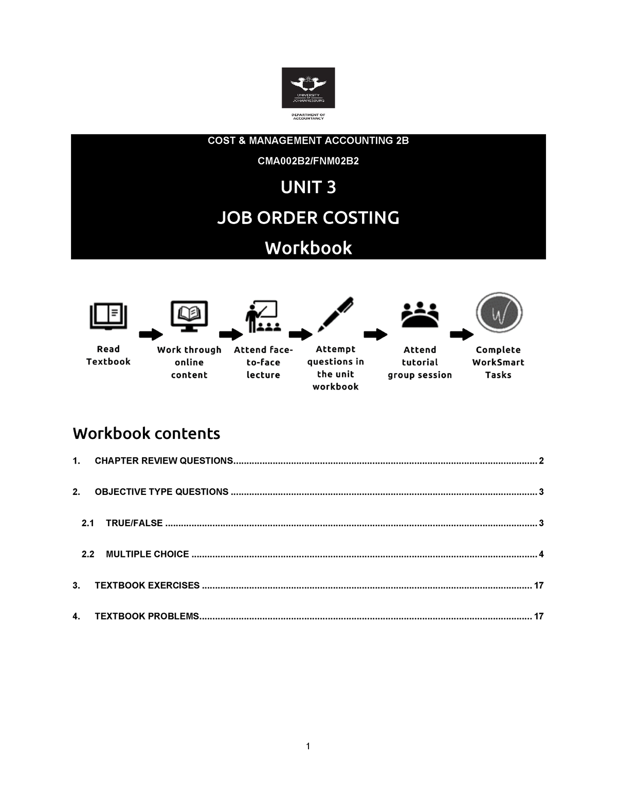 2B Unit 3 Job Costing Workbook - COST & MANAGEMENT ACCOUNTING 2B ...