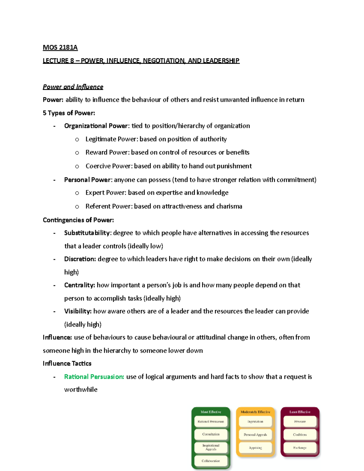 MOS+2181A+-+Lecture+8-1 - MOS 2181A LECTURE 8 – POWER, INFLUENCE ...