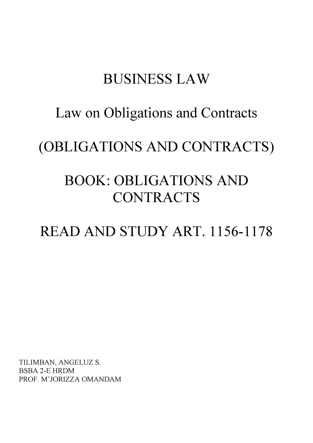 Business-LAW-COPY - BUSINESS LAW Law On Obligations And Contracts ...