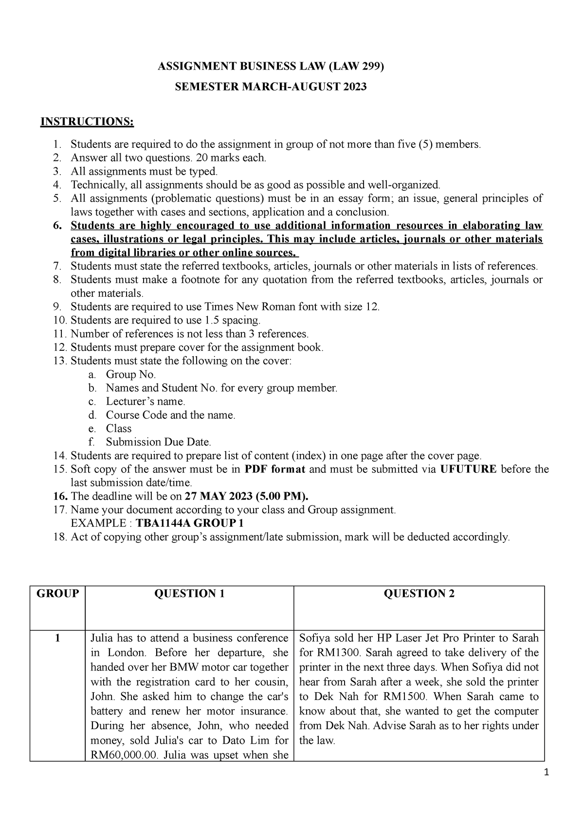 contoh assignment law 416