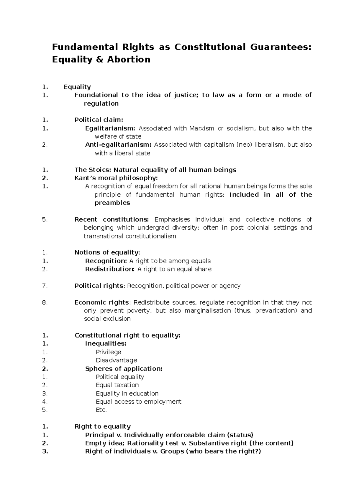 Fundamental Rights as Constitutional Guarantees - 1. Equality ...