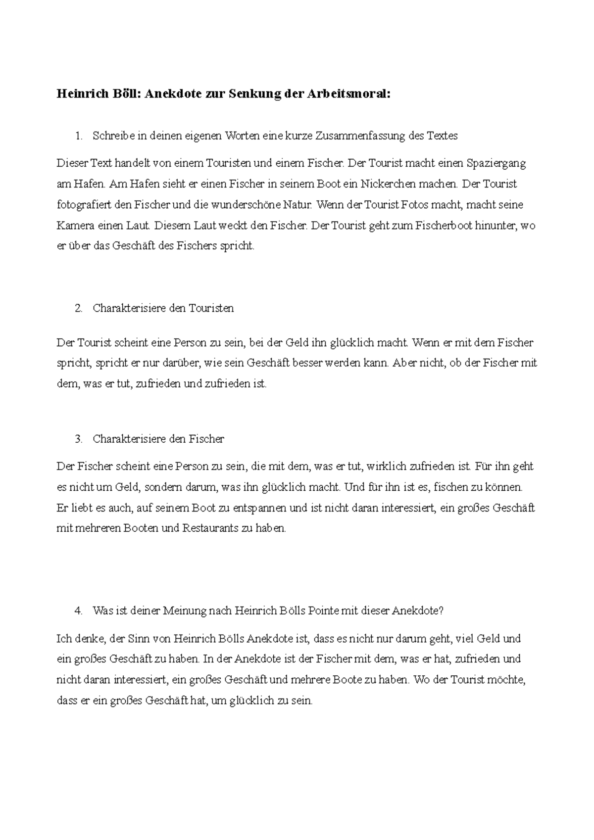 Heinrich Böll hoo Heinrich Böll Anekdote zur Senkung der Arbeitsmoral Schreibe in deinen