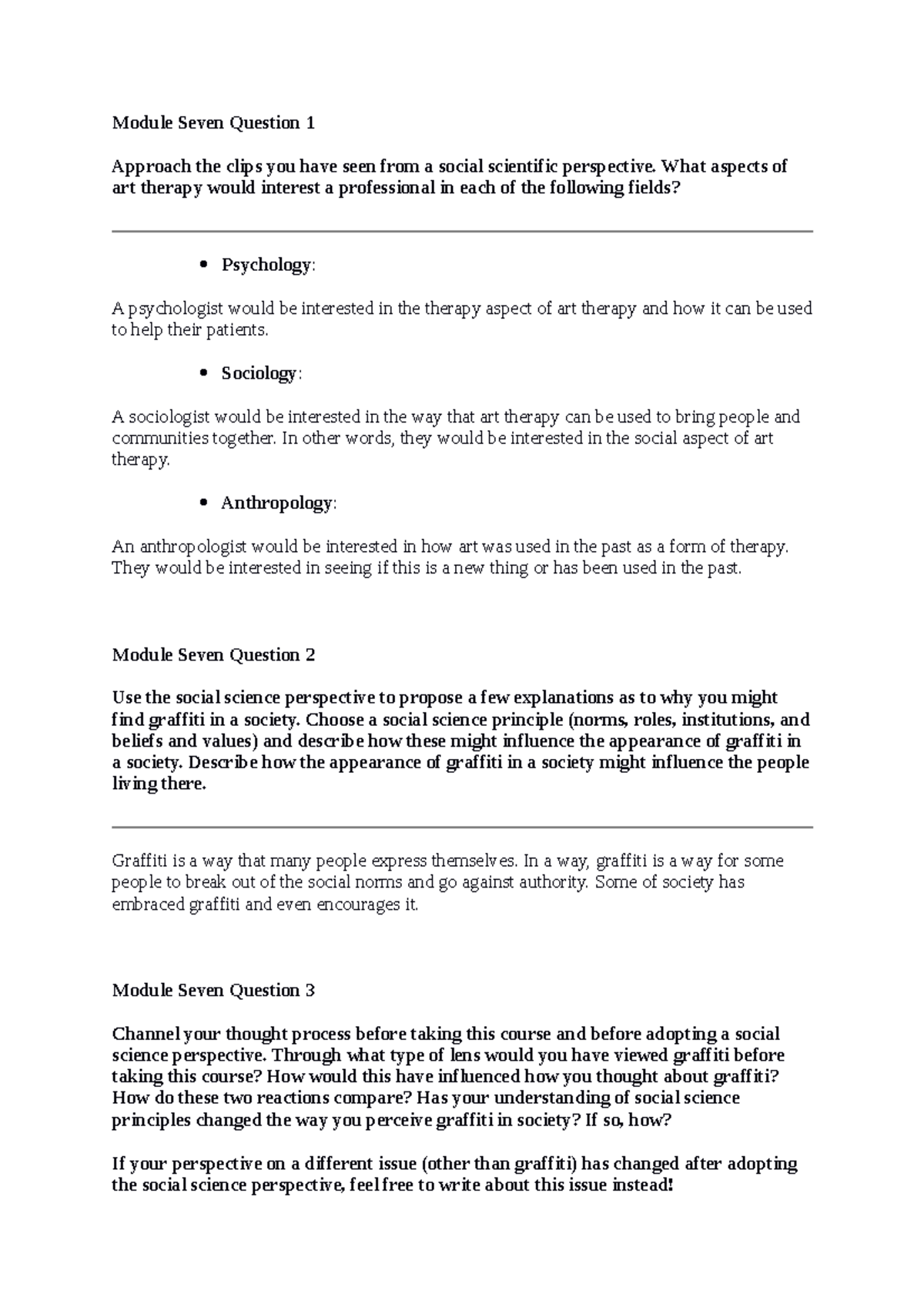 SCS 200 Applied Social Sciences Week 7 - Module Seven Question 1 ...