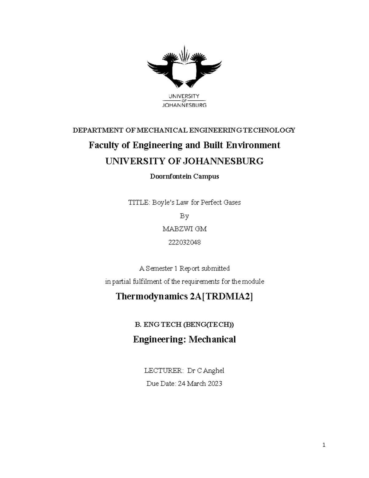 222032048 lab report 1 for thermo - DEPARTMENT OF MECHANICAL ...