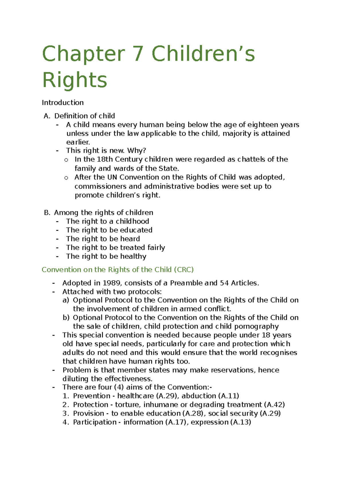 child rights essay for class 7