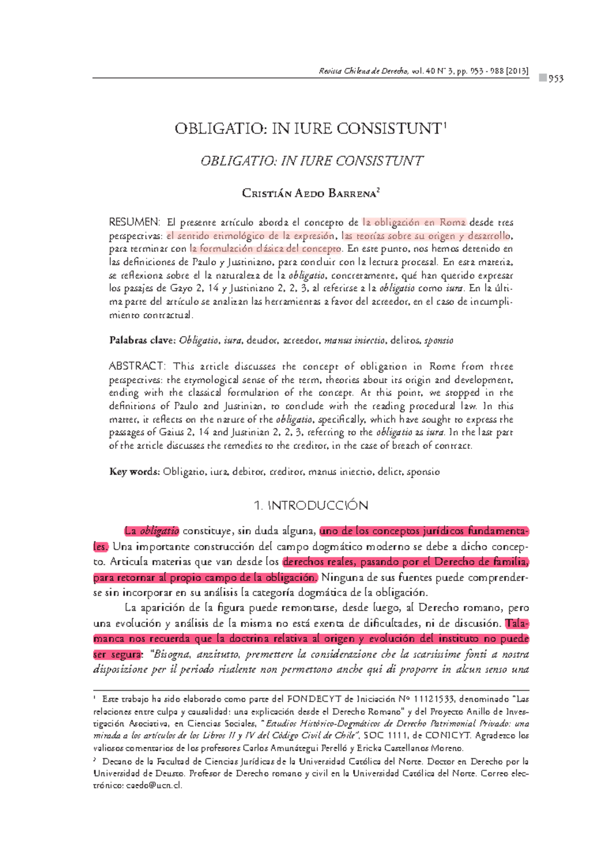 Obligatio IN IURE Consistunt 1 - 953 OBLIGATIO: IN IURE CONSISTUNT 1 ...