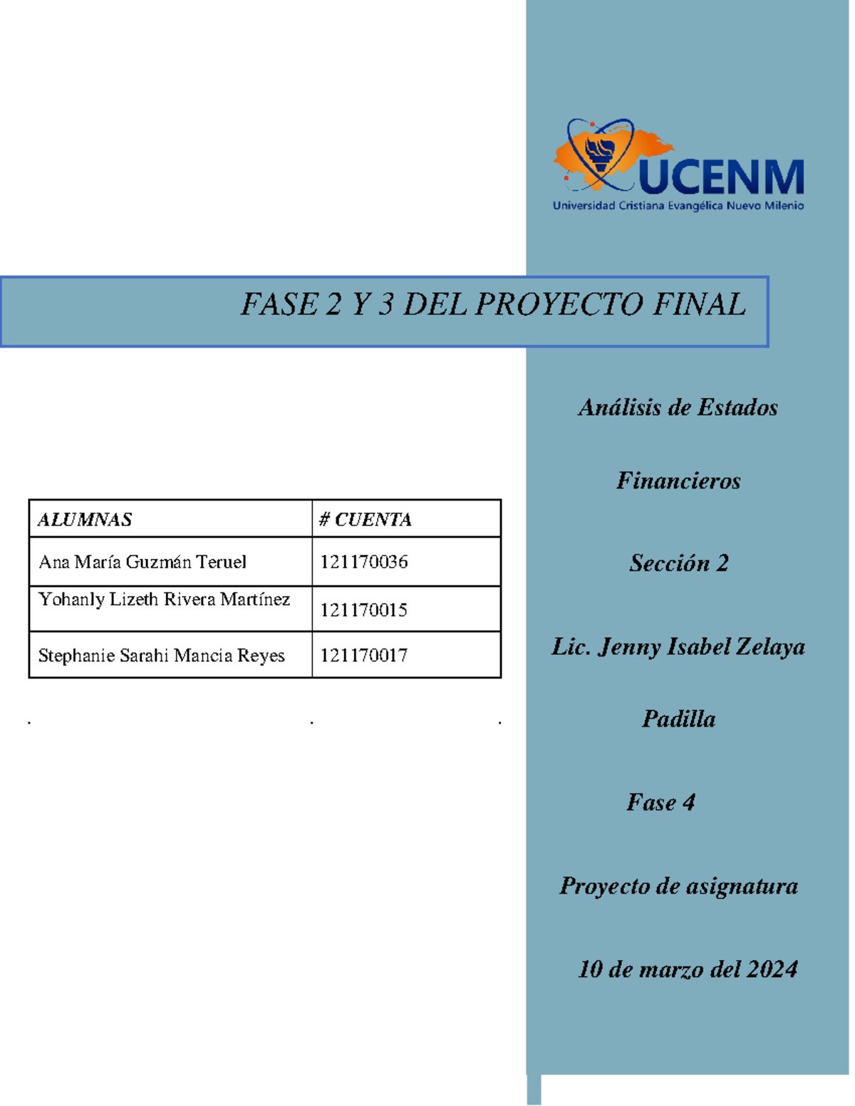 FASE 4 DE Proyecto DE Asignatura - FASE 2 Y 3 DEL PROYECTO FINAL ...