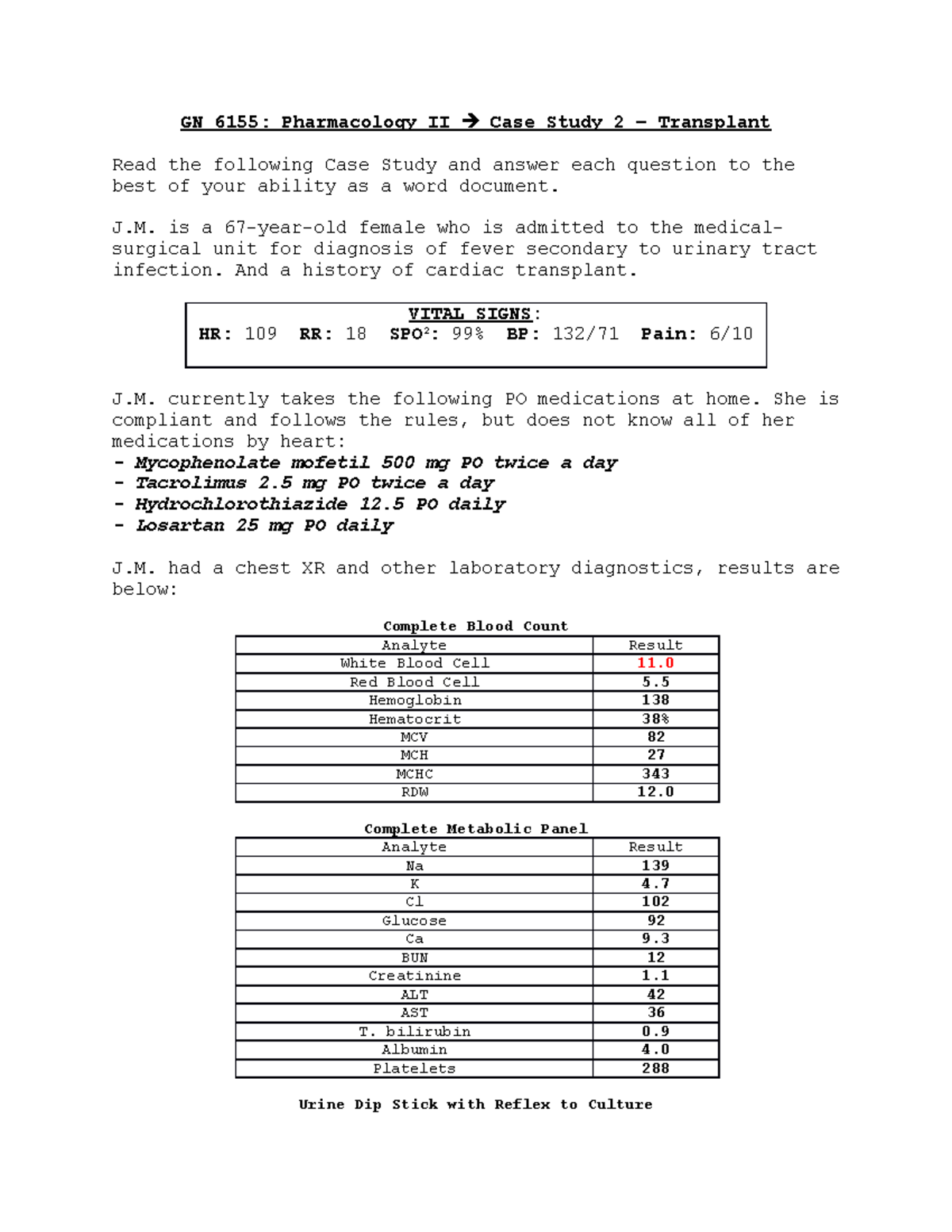 Case Study 2 Transplant - GN 6155: Pharmacology II Case Study 2 ...
