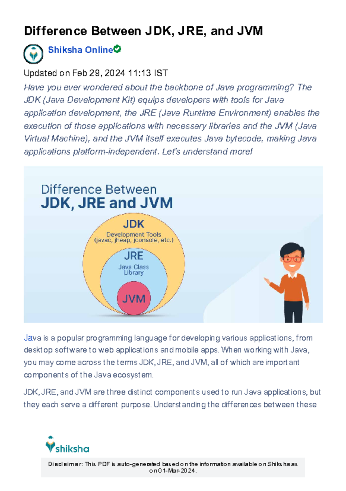 Jdk - Difference Between JDK, JRE, and JVM Updated on Feb 29, 2024 11: ...