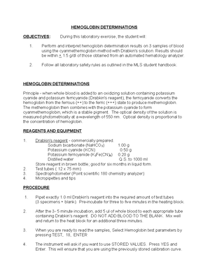 Examination Stained Blood Smears - PROCEDURE FOR EXAMINATION OF STAINED ...