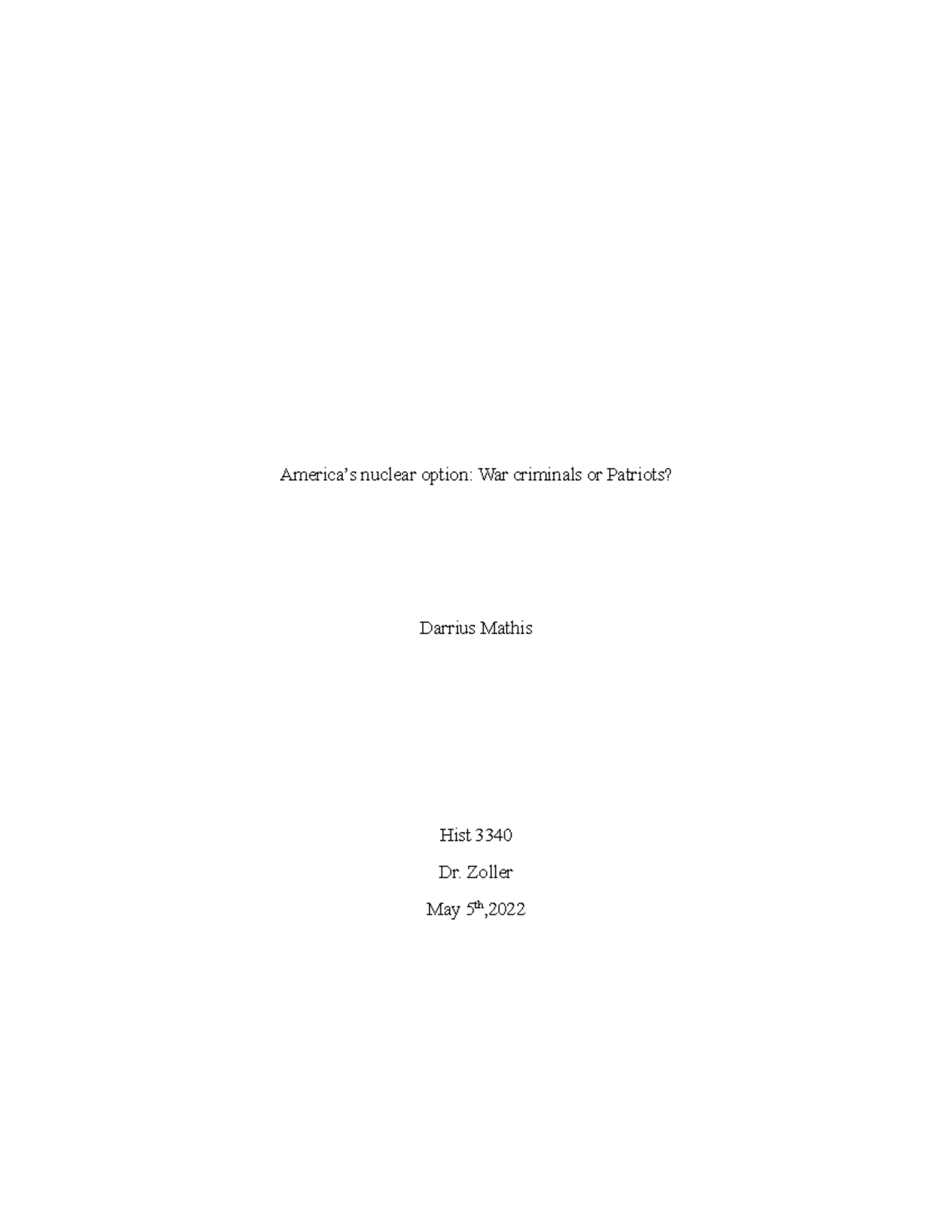 Research paper-331 - America’s nuclear option: War criminals or ...