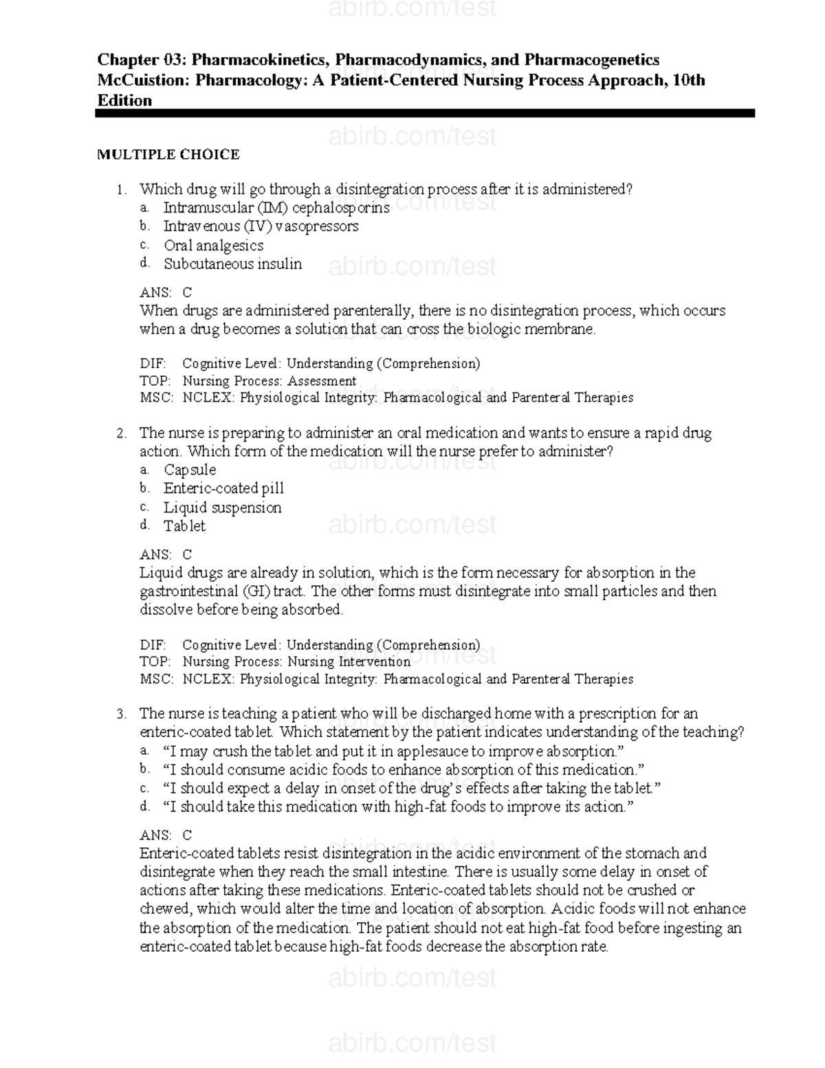 03 - Nursing Pharmacology - Chapter 03: Pharmacokinetics ...