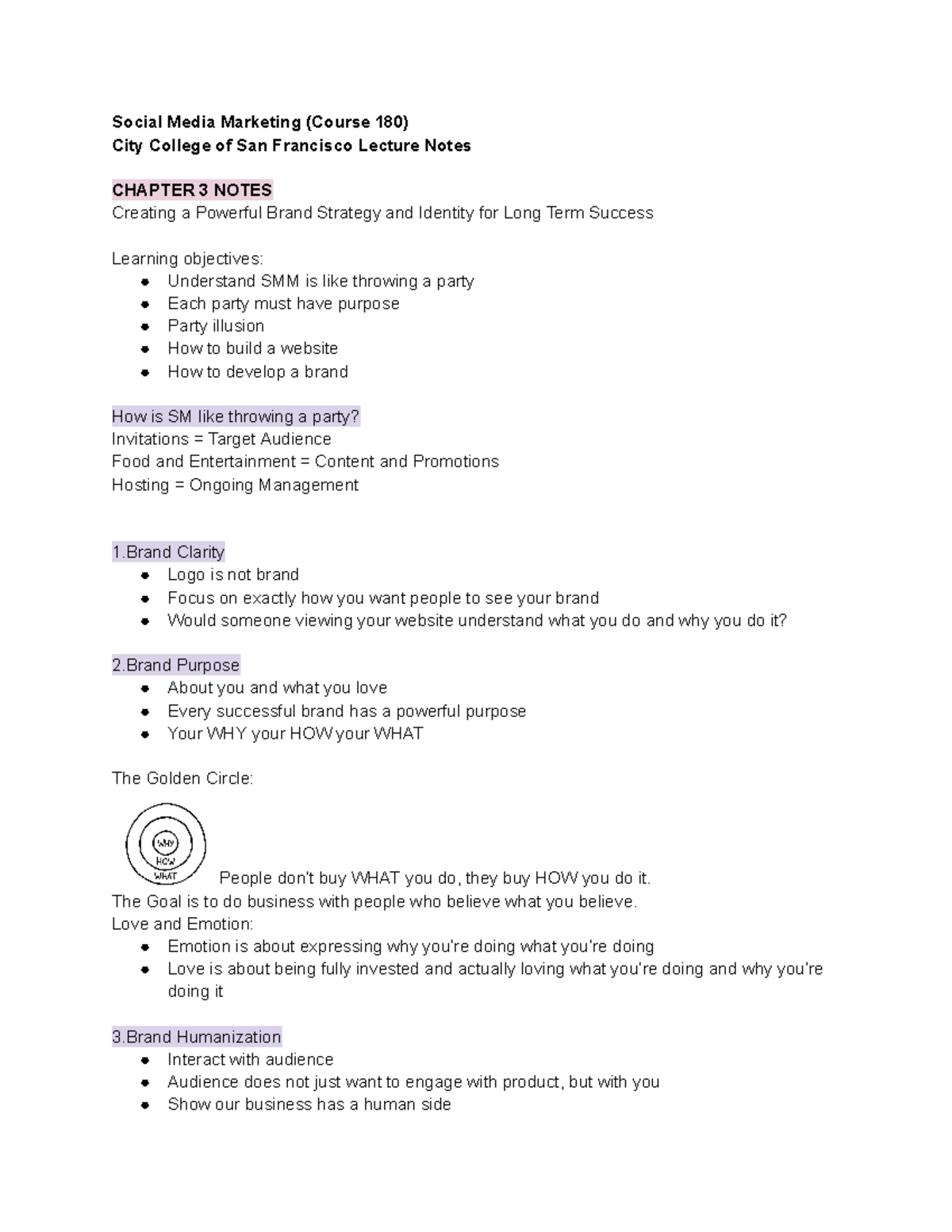 Social Media Marketing (MRKT180) Chapter 3 Lecture Notes : Creating a ...