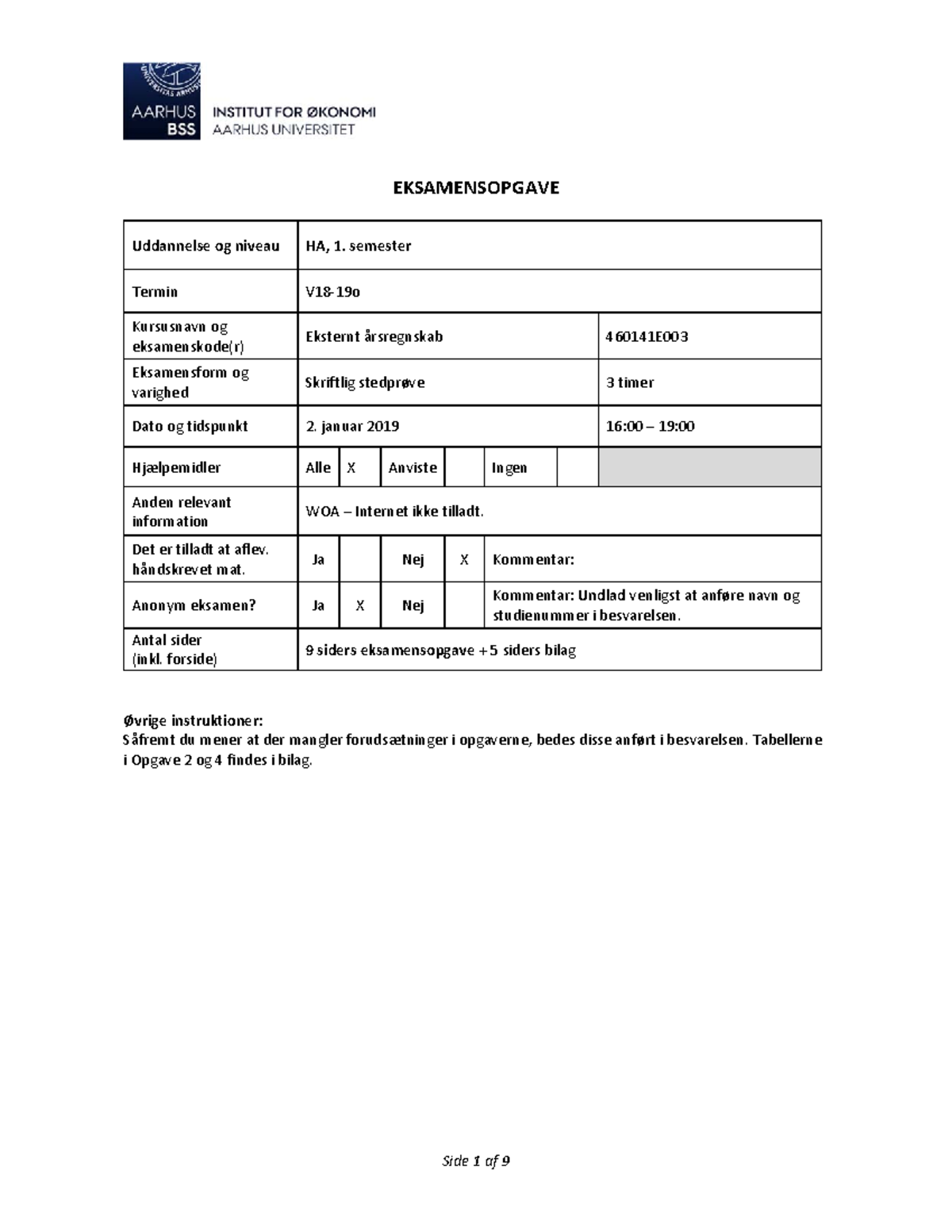 Januar-2019-Opgaveformulering - EKSAMENSOPGAVE Uddannelse Og Niveau HA ...