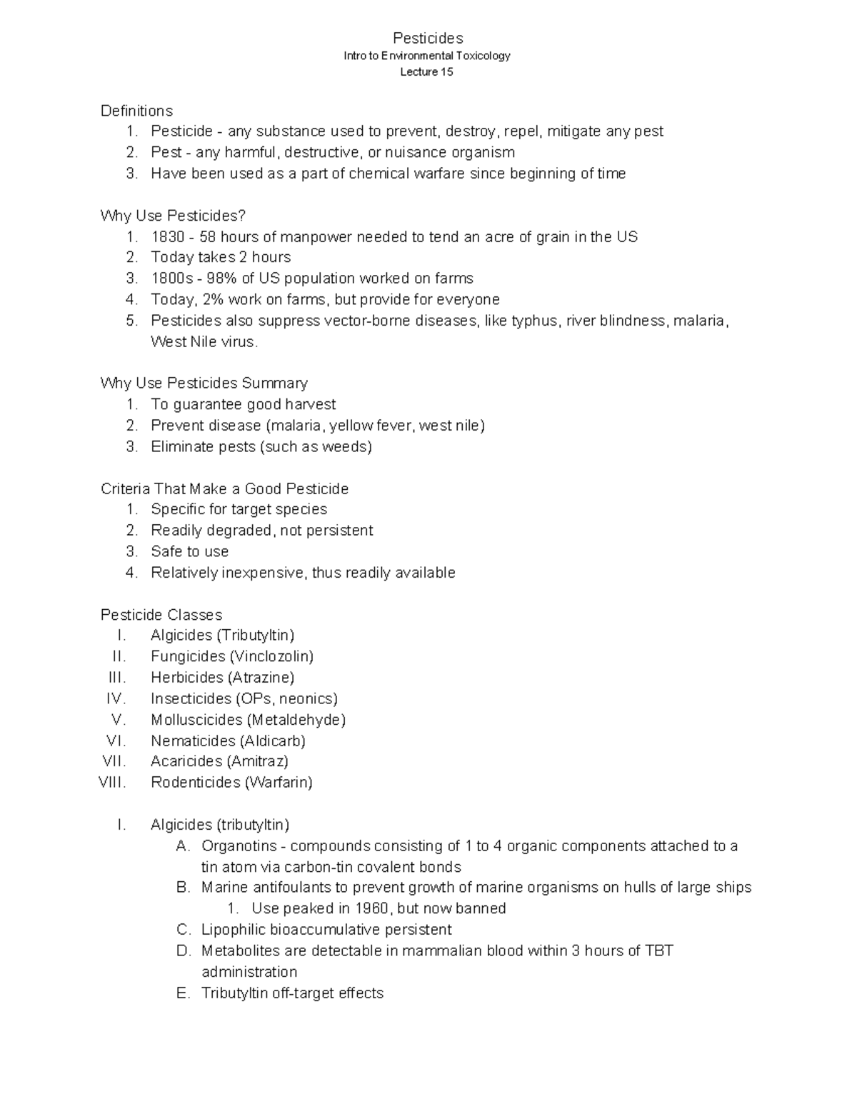 Lecture 7: Pesticides - Intro to Environmental Toxicology Lecture 15 ...