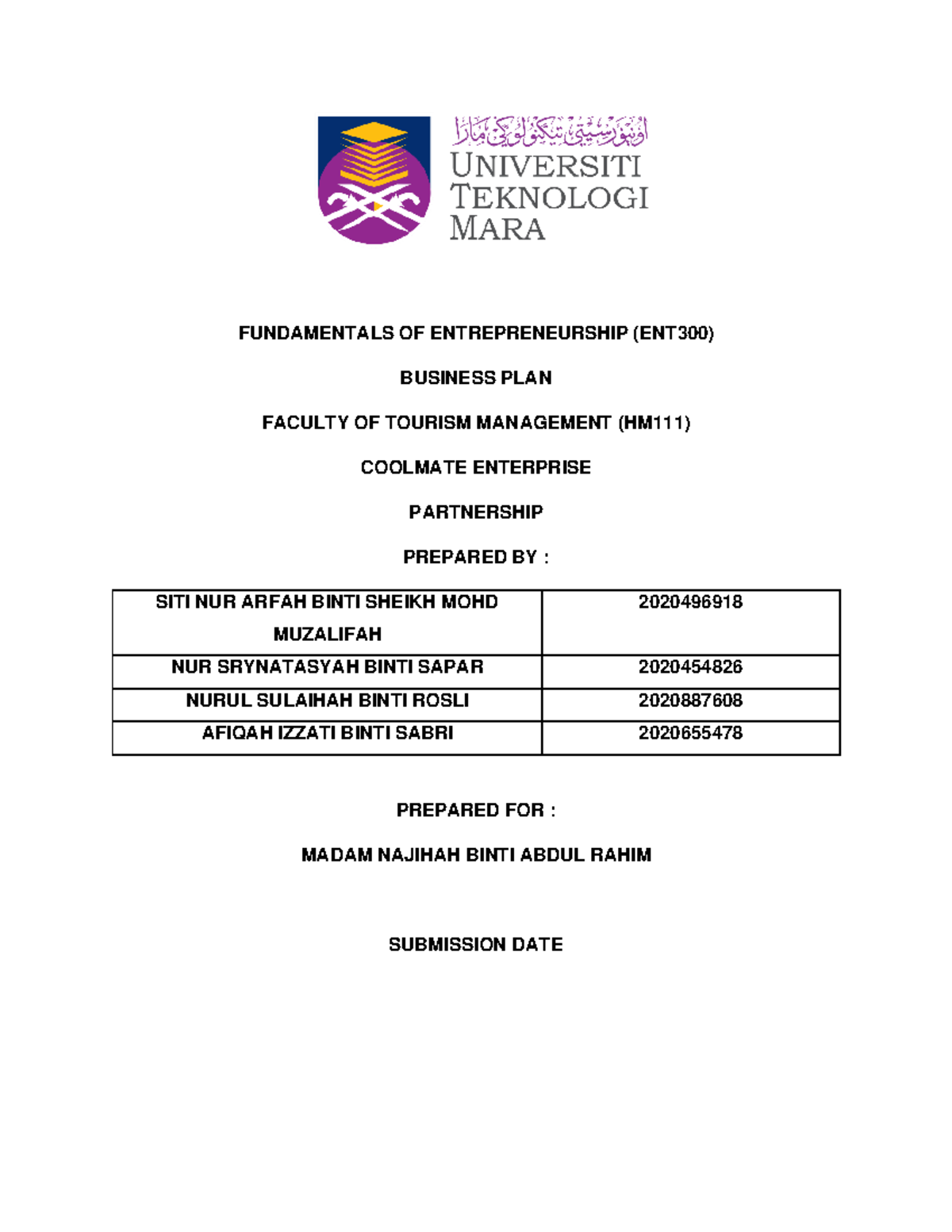 conclusion business plan ent300