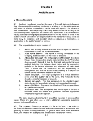 Chapter 3 Audit Reports - Chapter 3 Audit Reports Review Questions 3-1 ...