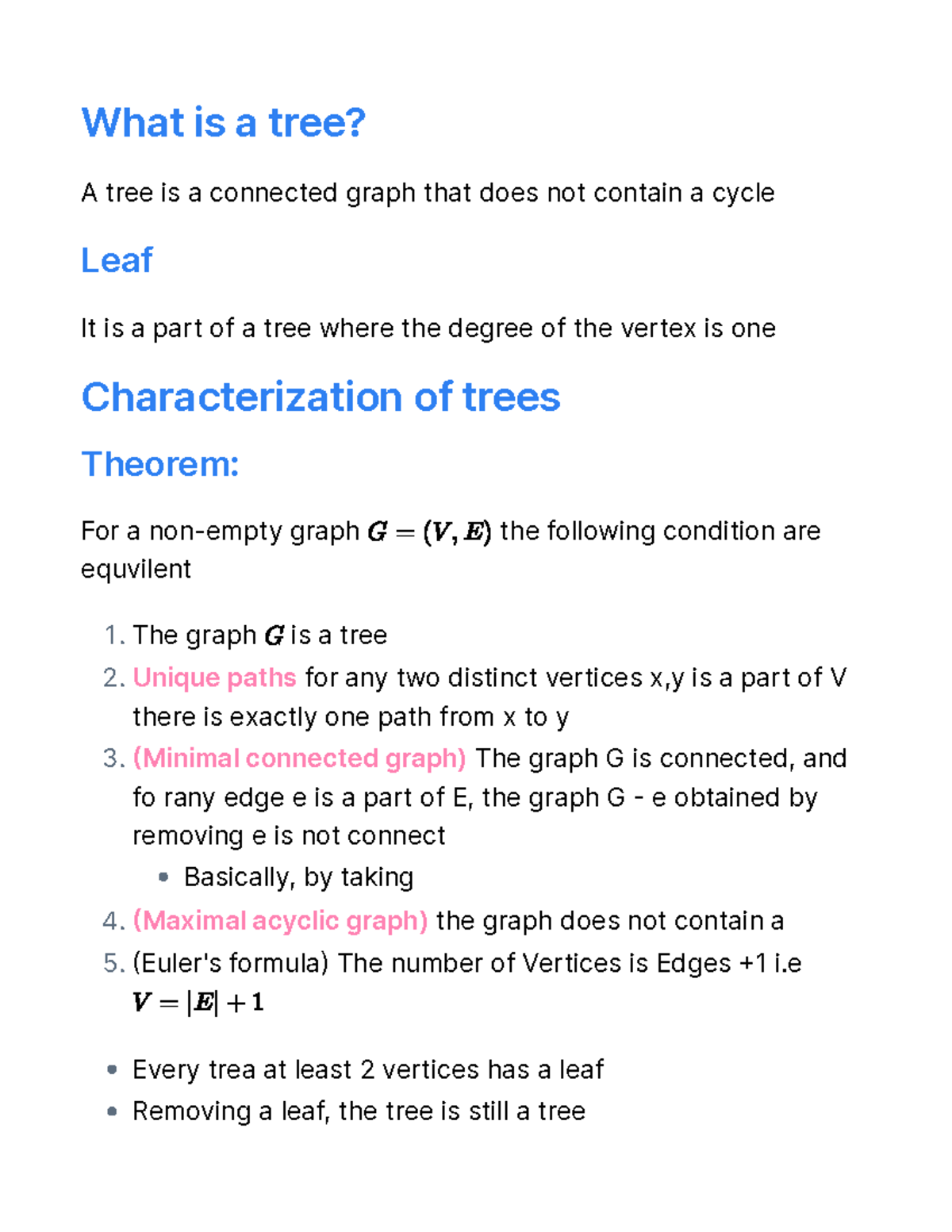 Discrete Math Trees - What is a tree? A tree is a connected graph that ...