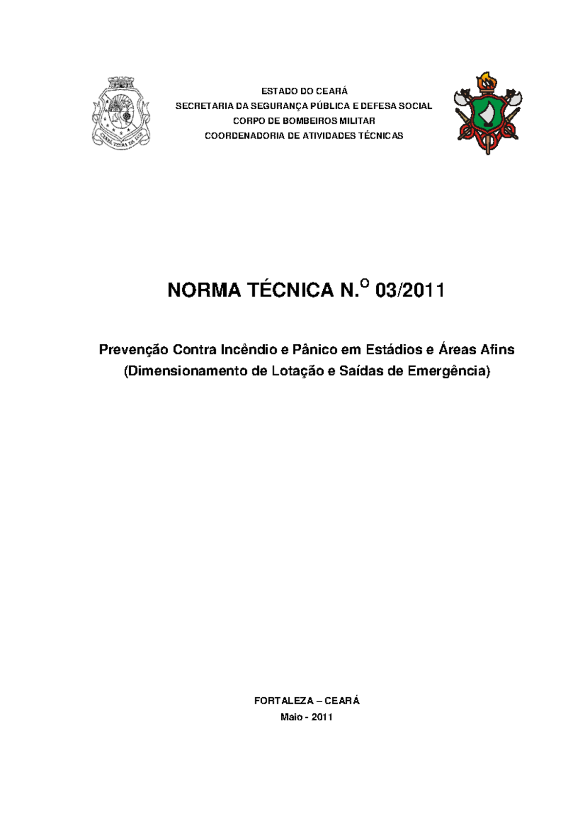 NT03 Estadios e Areas Afins - ESTADO DO CEARÁ SECRETARIA DA SEGURANÇA ...