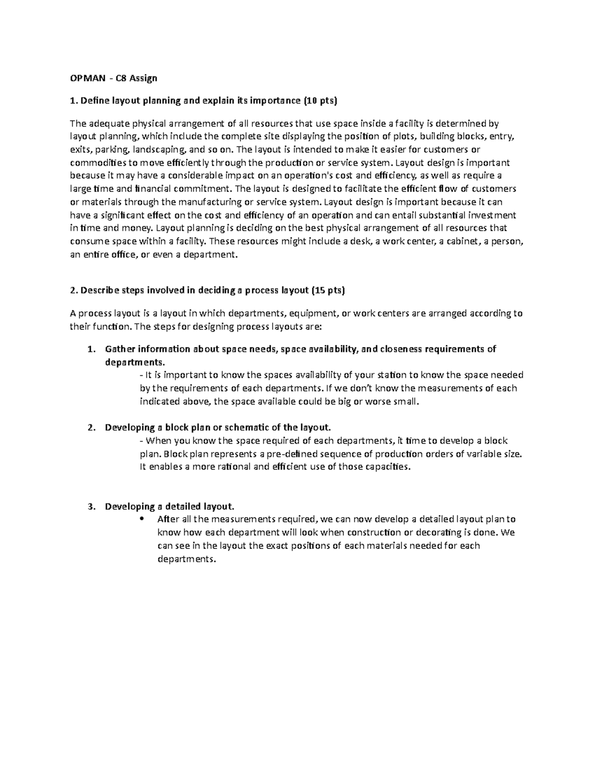 C8 Assign - 1. Define layout planning and explain its importance (10 ...